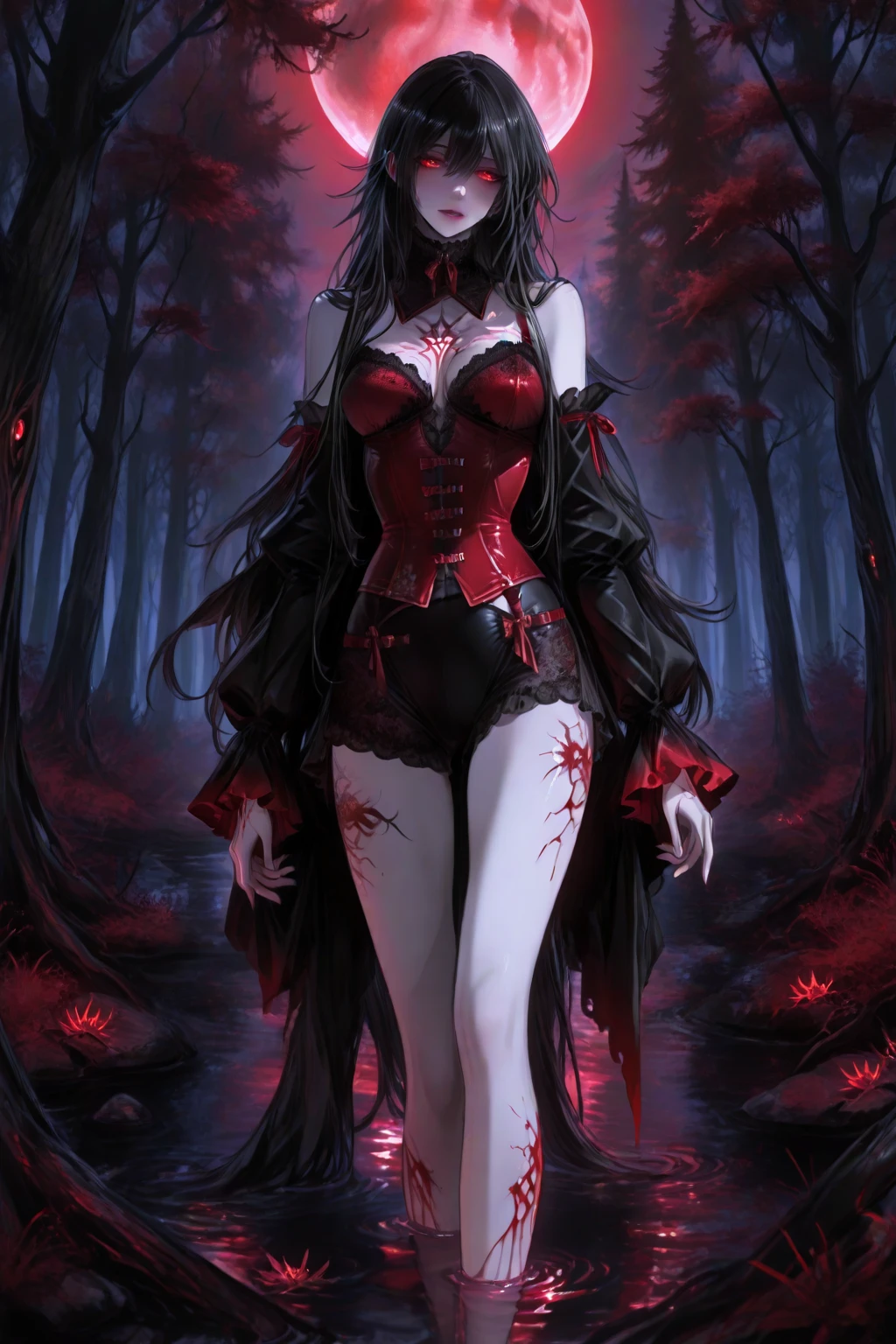 fantasy art deco (art deco: 1.5) A (black and white: 1.5) glamours (vampire: 1.5) model shot, RAW, award winning, of an exquisite beautiful 1solo female vampire, ultra feminine, full body, busty woman, most beautiful face ultra detailed face, long hair, wavy hair, pale skin, glowing (red: 1.3) eyes, wearing (purple: 1.5) silk intricate glamour dress corset , studded with (black opals: 1.3) wearing intricate high heels, light make up, ancient library background, , (black and white filter: 1.4), (anatomically correct: 1.4), 1960s photoshoot style, picture taken from dynamic range, vibrant, Ultra-high resolution, High Contrast, (masterpiece:1.5), highest quality, Best aesthetics), best details, best quality, highres, ultra wide angle, 16k, [ultra detailed], masterpiece, best quality, (extremely detailed), Intense Gaze, RedGlitter, dark novel, Blood_Covered, goth person