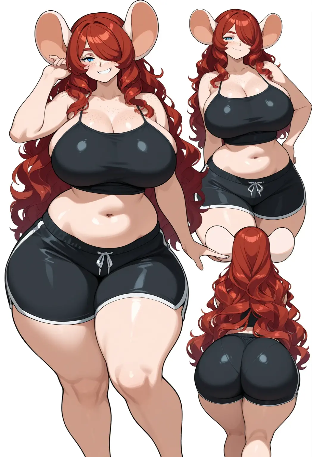 Full body portrait photo of anime bbw girl in red bikini with long hair and big breasts, very fat curvy body, wide waist and wide hips, round and beautiful face, very similar portrait of asuka langley Soryu, asuka langley, anime female characters, evangelion beautiful girl, that'Junji'Style, Asuka from Evangelion, cel shaded anime