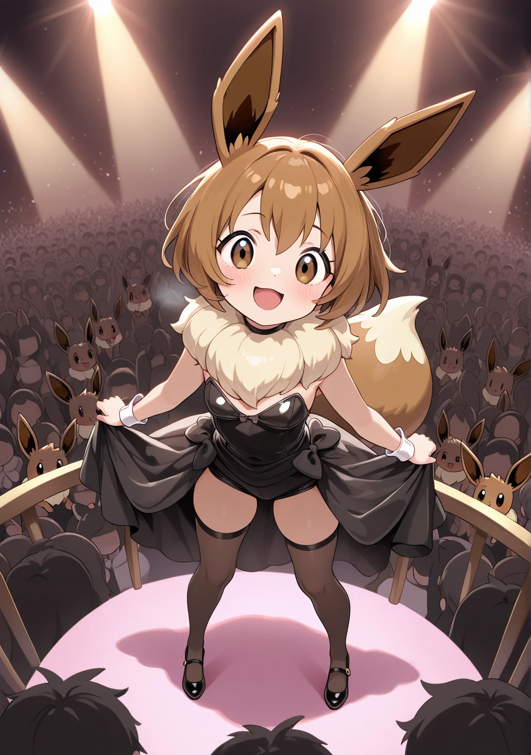 a masterpiece cartoon of a rabbit girl posing, masterpiece, best quality, studio quality, full body, blonde hair, heart pupils, one piece
