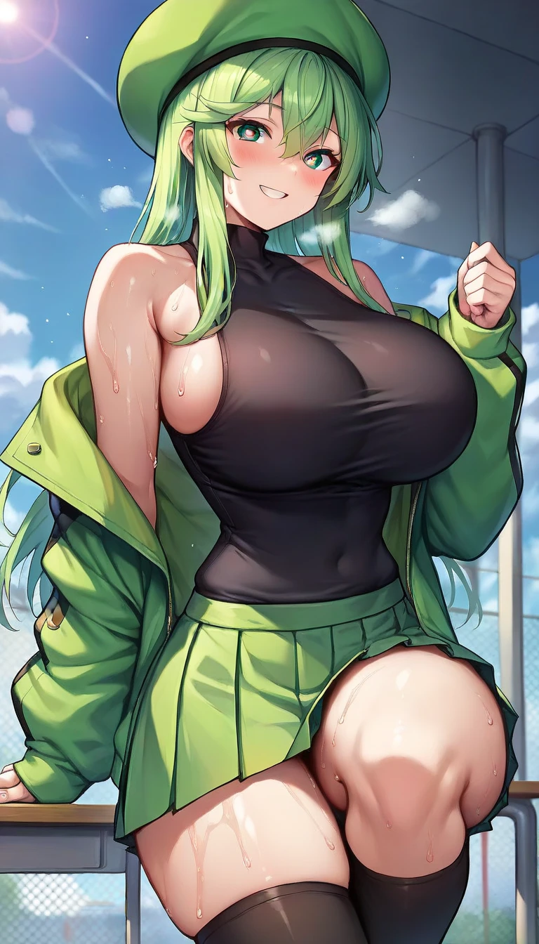 mastute piece,Best Quality,insanely detailed,8k cg,nsfw,
(shoot upper body:1.3),
(1girls:1.3),standing,looking at viewr,body in front,both arms behind back,(trekking-wear:1.3),(bare breasts:1.4),(bare nipples:1.4),
break,
blush,shy,(ecstasy face),(trembling:1.2),break,(light green hair:1.3),
break,
perfect breasts,perfect teats,(open mouth:0.9),(large breasts:1.2),(light-brown-skin:1.2),つり目:1.2、
(campsite)、