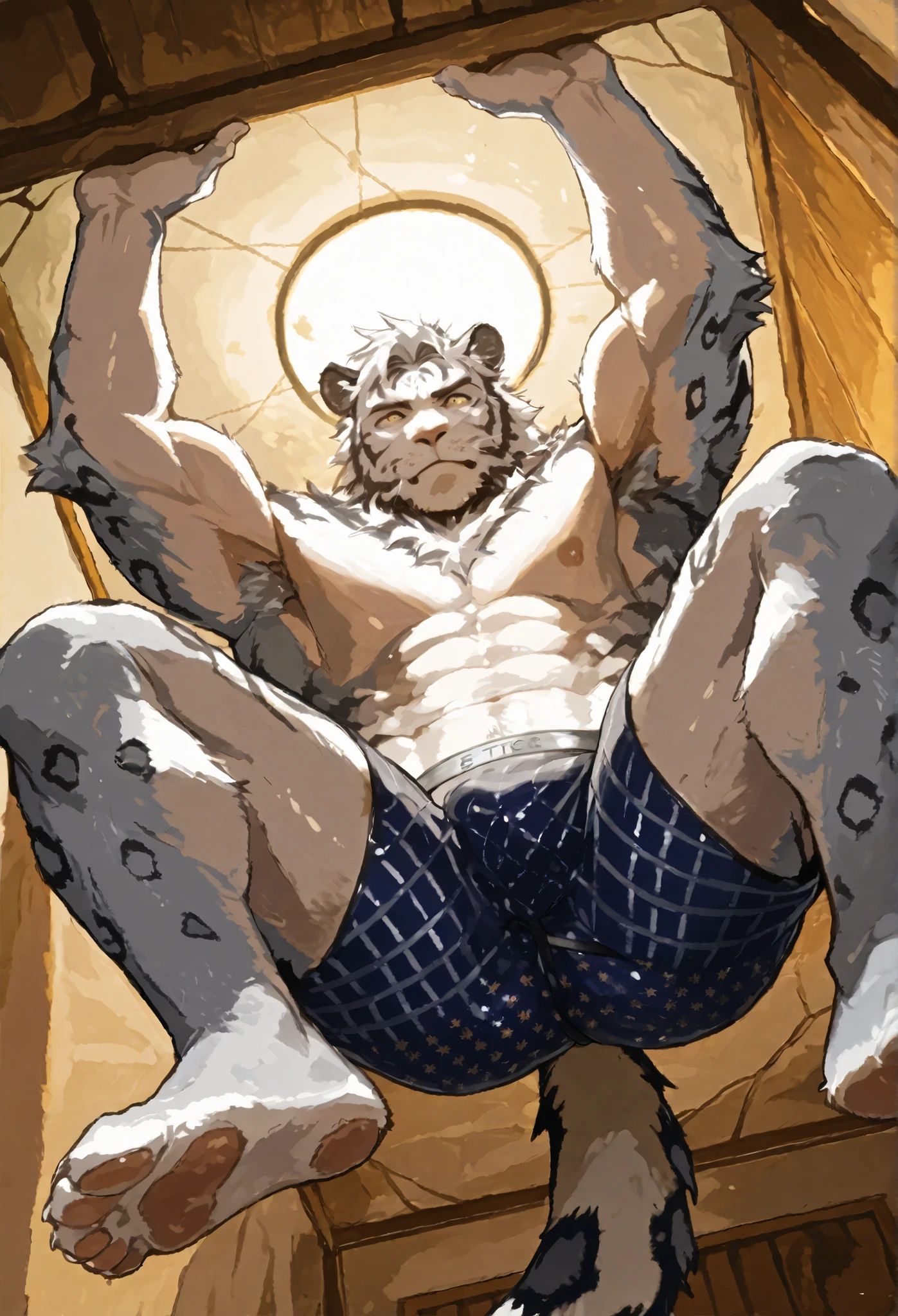 high-fidelity cinematic anime-style illustrations, how accurate it was when I landed on LACK's ground and、integrates ASK's luminous gradation and lighting control. Soft ambient lighting enhances the depth and emotional nuance of the space. The composition emphasizes realism with overlapping atmospheric spaces.
A majestic white tiger stands tall on the edge of a rugged forest cliff, its sleeけ white coat striped with bold blacけ patterns that ripple with every subtle movement. dramatic perspective from below , its presence、Staring at the tree canopy under fog、quiet and solemn atmosphere. Streaks of fog wrap around the cliff, Deep forest greenery extends to the horizon. mountains in the distance々cinematic wilderness atmosphere, overcast sけy, soft rays of light breaけing through the clouds to highlight the tiger’s form.
extremely fine coat texture, towering under light colors, extremely detailed coat texture, powerful wild animal presence, his underwear is see-through front thong jockstrap,diesel print on the elastic part of the front thong jockstrap,very tight and close to the male genitals,dominates the scene, the buttocks on the jockstrap have no fabric,His buttocks are naked,open anal,in soft fog, Cloudy lighting, Forest cliffside, Niagara's Spectacular nature from the waterfall, realistic feline anatomy, remote mountain ridgeline