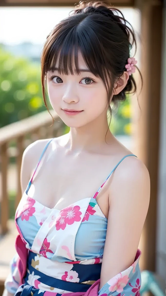 (Best-quality, Masterpiece, Ultra-High-Resolution, (Photorealistic:1.4), Raw Photo, depth of field, professional lighting, perfect anatomy, extremely details), (1girl, 15-years-old, the most famous Japanese idol, booty-pose), (((wearing summer-dress with cute-design))), ((((drunk, intoxicated, inebriated)))), ((((extremely beautiful and extremely realistic skins)))), ((extremely cute face like the most popular Japanese idol)), ((((extremely cute and extremely big black-round-eyes)))), (extremely beautiful black-long-hair), (extremely cute long-eyelashes), (extremely cute lips)
