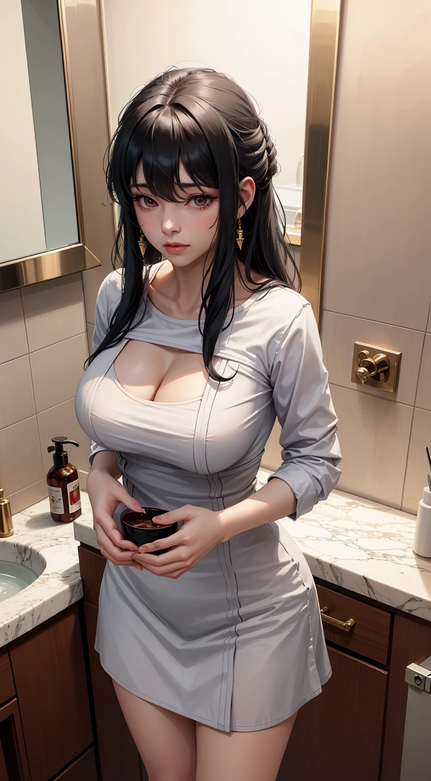 _steward_,  (RAW photos:1.2), ((Reality:1.4),(masterpiece:1.3),(best quality:1.4),([blue|green] Women's dresses:1.4), (Black Hair),Ultra-high resolution,(deTailed facial features),(deTailed clothes features),Human Development Report,8k resolution, Bangs, whole body,Firming skin, (Glowing skin), (Red Eyes:1.2),(Cute girl),(Cute face), (Only 16), Like a dream, (extreme deTailed illustration), landscape, No text, Very long hair, ((((Full and soft breasts,)))(((Large Breasts))) (((Cleavage)))), twin_Tail