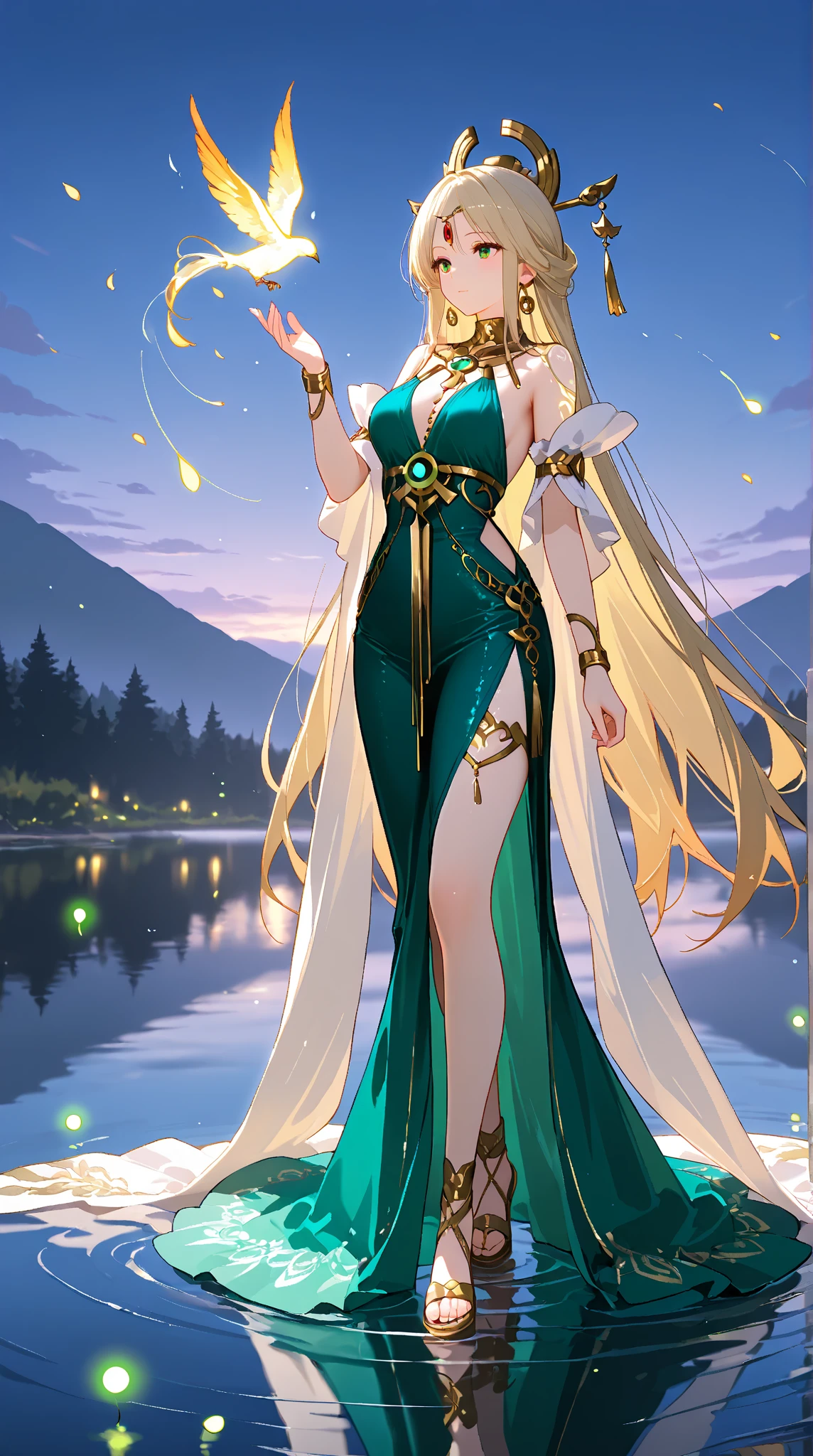An Idol k-pop girl, (cute face, lewd face), braid hair, intricate face details, detailed face, golden ratio face, ((big breasts:1)), ((slim waist, big butt, big hip, big thighs)), ((intricate hands, detailled hands)), ((intricate feets, detailled feets)), full body, 64K, UHD, HDR, global illumination, (high quality, high detailed, hyper detailed, extremely detailed), photo realistic, ultra realistic, art photo, (clarify the details, detailed parts body), intricate artwork masterpiece, trending on artstation, (shoft smile), tight clothes, (light green eyes:1), (right hand holding a staff