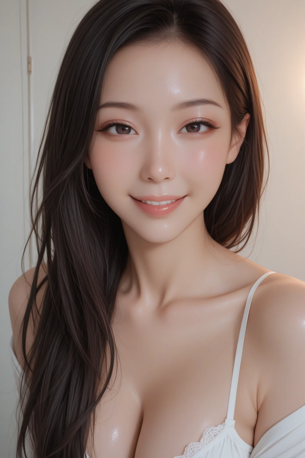 Image resolution 8K、masterpiece:1.3)、Beauty、1 female、(魅力的なbody:1.2)、abdomen:1.1、Dark Brown Hair:1.1、(body:1.2)、Ultra-detailed face、Attractive lips、double eyelid、Wear fashionable, stylish clothes、Super realistic and detailed and super cute、Japanese women、10th generation(18-year-old)、Smiling with a nice smile、Hair fluttering in the wind、color々Hair style、Portrait in studio、color々Facial expressions、