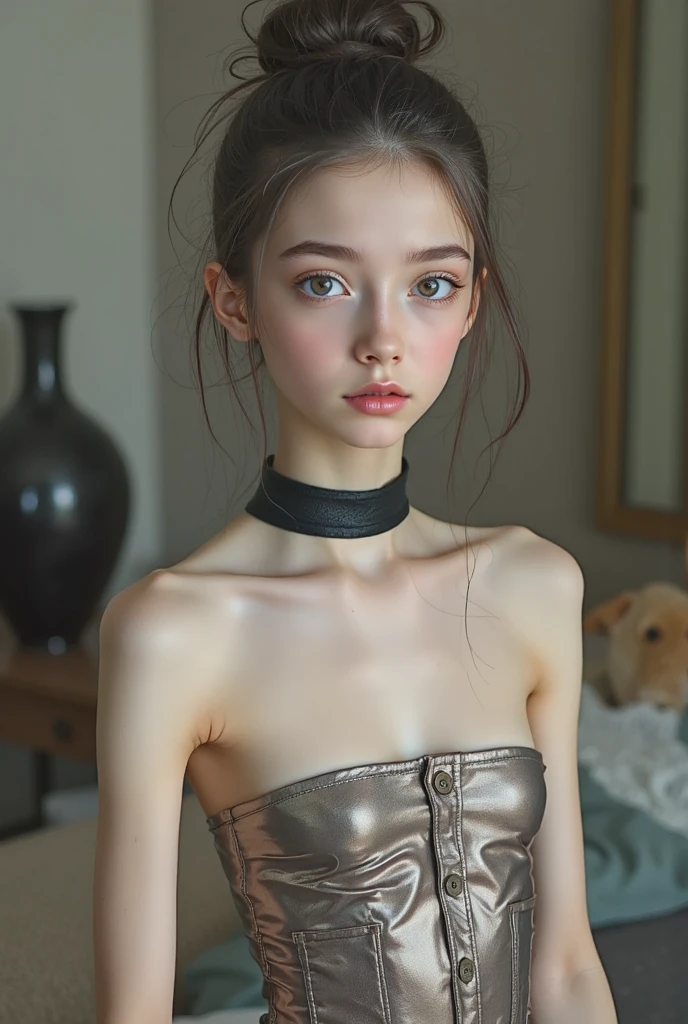 4K,((Highest quality)),((masterpiece)),BREAK,((one girl)),(detailed),((in Office)), ((One girl)),((perfect anatomy)),((nude)),((13 years old)),((flat chest:1.5)),(slender),(skinny),(bob cut hair),surprised, ((beautiful realistic face)),((A bow tie)),Beautiful Korean Women, Beautiful young Korean woman, Young and adorable Korean face, Gorgeous Young Korean Woman, Korean Girls, Girl cute beautiful face, Portraits of Korean female idols, Young and pretty Asian face, Cute natural anime face,Asian pretty face,((finely detailed face)),((glistening eyes)),((glistening eyes )),((large eyes)),(( pretty eyes)),(detailed),Perfect Face,((One girl)),((clear eyes)),((show nipples)),((beautiful skin)),don't wear anything ,(show nipples),(upper body)