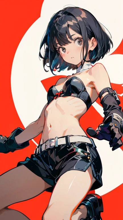 {{{nsfw}}},((highest quality)), ((masterpiece)), (be familiar with), BLEACH,Soi Fon, 1 girl, alone, black hair, Tattoo of the uterus, Slender,slender,short hair with long locks, (pointed nipples), short hair, small breasts, small breasts, No bra, gloves, put your hand on your waist,anal,love juice