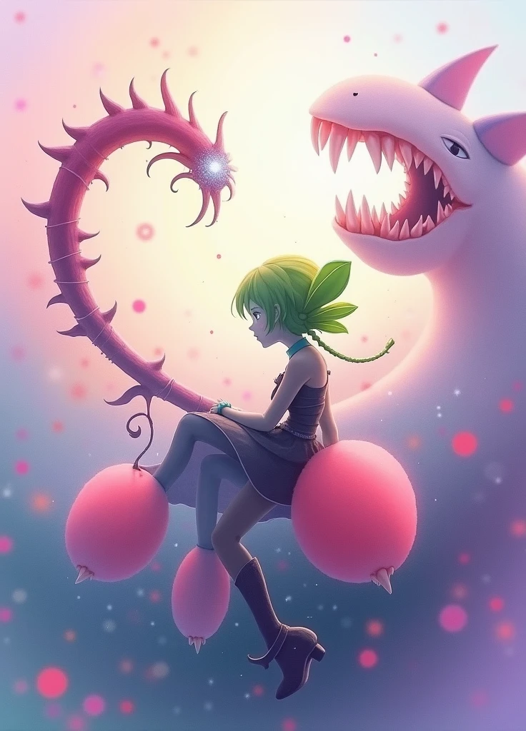 A girl with her belly and breasts being inflated like a giant balloon with a hose