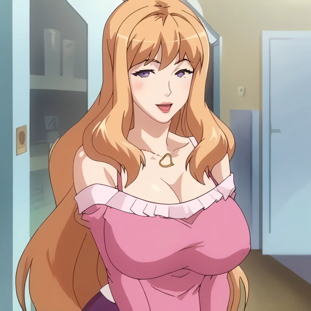 (masterpiece, best quality), tall, 1girl, solo, wzhakufu, white racial skin, orange hair, long hair, antenna hair, magatama earrings, aqua eyes, large breast, (orange european princess ballgown dress), looking at viewer, indoors, european high class party room, <lora:sonsaku_hakufu:0.8>