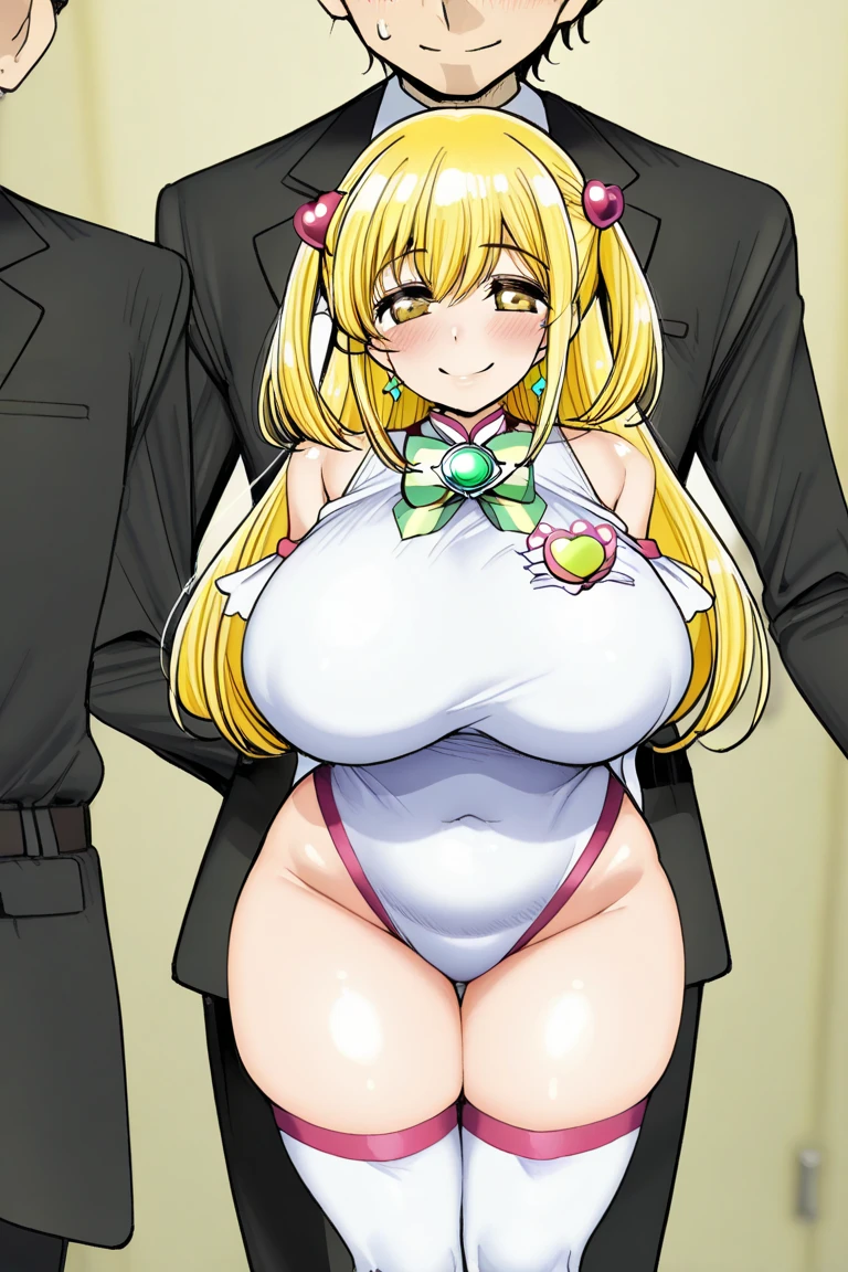 1girl, solo, masterpiece, best quality, detailed, narrow waist, wide hips, huge breasts, huge ass, muscular, tohru (maidragon), twintails, blonde_hair, bursting breasts, bra, lingerie, garter, 1boy, huge cock, hetero, bend over, bending over, sex, doggie style