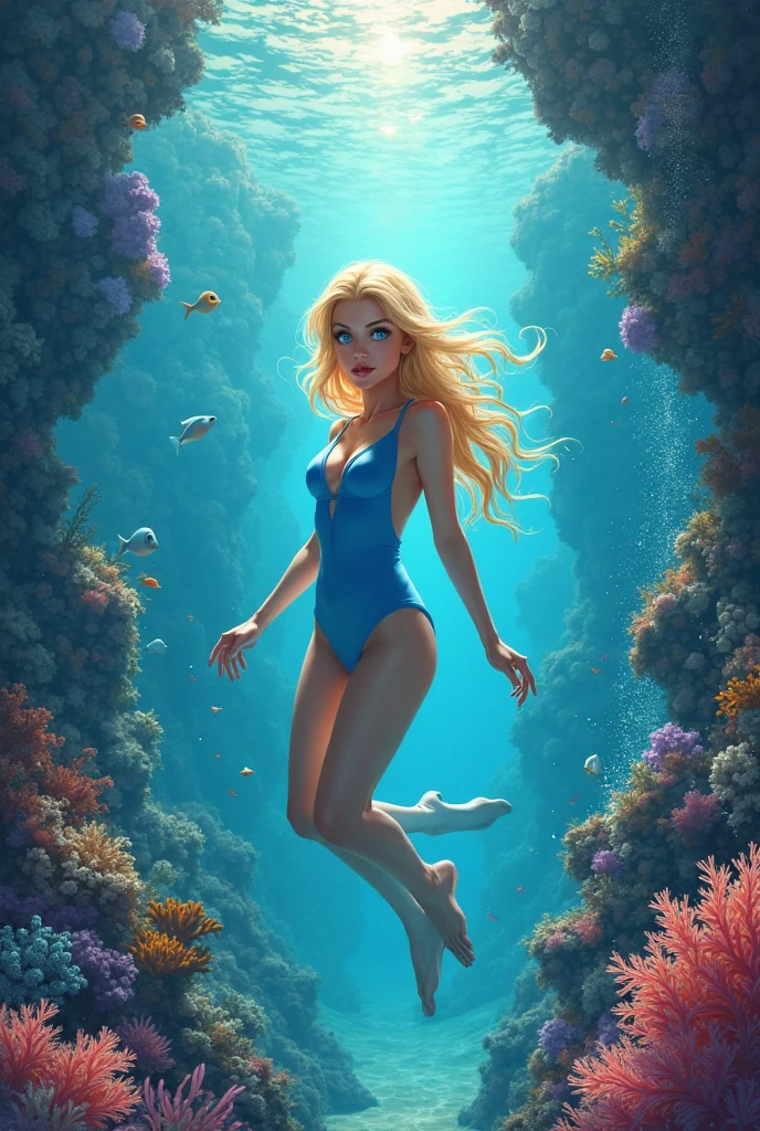 The corals,Mid summer,The bikini,under the water:1.5,dutch angle shot,ground-level shot,low angle,full body shot,long shot,Under the sea,diving:1.8,Wet hair,swimming:1.6,(Raw photo: 1.2), (Realism: 1.4), (masutepiece: 1.3), (exquisite detailing: 1.2), kiss,Delicate and beautiful details, (Eye Detail), (Facial Detailed), (Highest Quality) :1.4), (Hyper-Resolution: 1.2), cinematric light, (very detailed illustration), Best Quality,depth of fields, Wide light, natural shadows