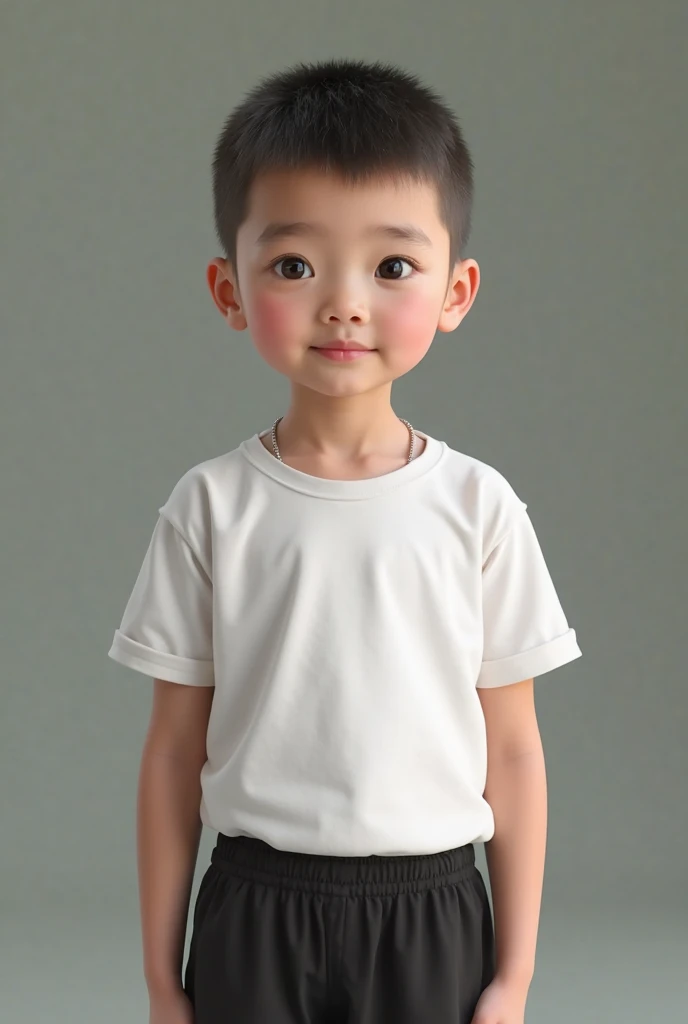European and American little boy,2-3 year old little boy,blonde,Handsome and handsome,Wearing a white pullover crew neck sweatshirt,Standing frontally,Keep your hands naturally at your sides,Premium simplicity,wearing sweatpants,Beautiful and cute smile,simple background,no clutter