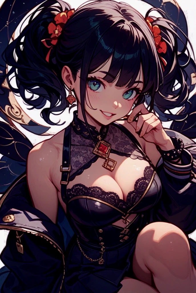 (((highest quality))),(((detailed eyes))),(((32K))),(1 dark skinned girl),Fancy blonde,(tattoo),cyber punk,kimono,((luxurious and gorgeous)),shiny skin,earrings,Stylish costumes,((Super beautiful)),(perfect face),Japanese sword,ultimate texture,official art,Ukiyo-e,((stylish)),photograph,perfect body,smile,Bewitching,best image quality,super clear,genuine,fantasy,(Near the future),ninja,((perfect eyes)),((big breasts)),((Perfect cleavage)),highlight,挑発的なsmile,stick out tongue,Mechanical,mandala,Pouring rain,majestic,apotheosis,((fractal art:(1.3)),perfect lighting,colorful,((In underwear)),crow,