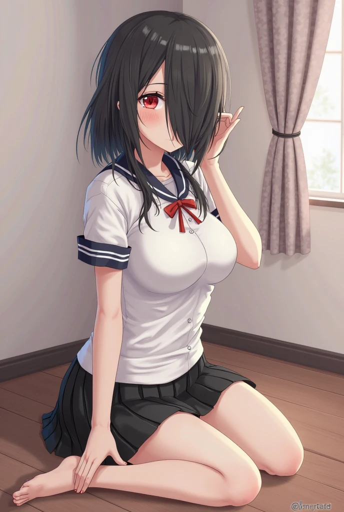 (masterpiece, best quality),
1girl, all fours, used condom on mouth, close-up face, from below,
BREAK girl, 15 yo, (loli:1.5), (huge breasts:1.1), black hair, (medium hair:1.2), (curly hair:0.9), blunt bangs,
pink eyes, ultra detailed eyes,(tareme:1.1),
half-closed eyes, heavy breathing, smile, sweat,steam, saliva trail,
BREAK (school uniform), (white collared shirt, plain pattern shirt, short sleeves, shirt tucked in:1), (red plain pattern neck ribbon, narrow neck ribbon:1.1), (open clothes:1.2),nipples
BREAK (black and grey plaid pattern skirt:1), (pleated skirt, miniskirt:1.2), (white socks:1.2),
BREAK on bed, window, morning