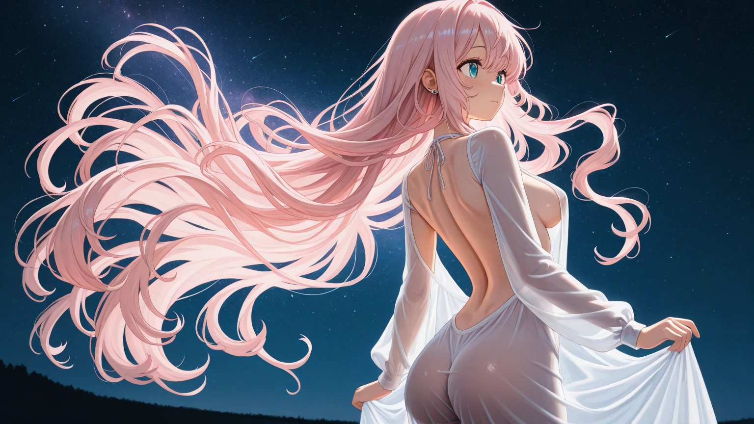 (masterpiece, Highest quality:1.3)
Lightning FF13, 1 girl, alone, Long Hair, Pink Hair、Completely naked、All Nude、Above the Clouds、Sky、Back view、Butt、Buttを突き出す、smile、On all fours