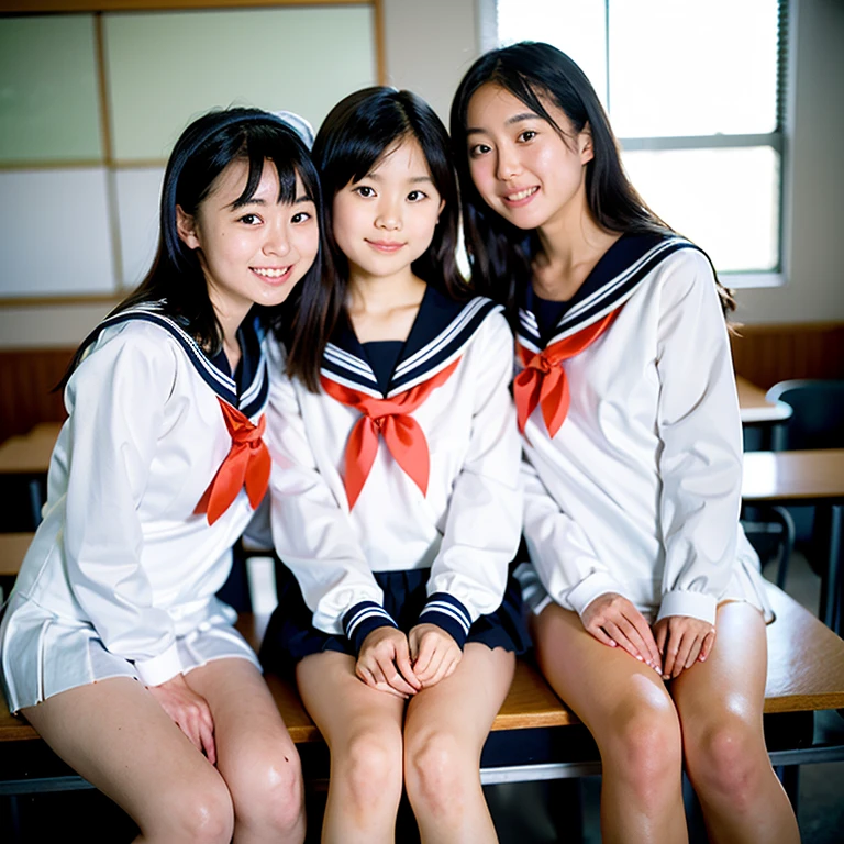 nsfw, whole body, 1Young woman, Sailor suit, (((Primary school students))), Twin tails, (((Children's pants))), (((Panty shot))), indoor, basement