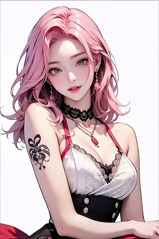 1girl, wearing stylish modern revealing clothing, albino, pink and purple hair , pink rose background, japanese and European, perfect tits, perfect dream face , jacket covering nipples , non revealing , stylish bras, crouching, seductive , red rose Japanese traditional background , passionate tits rubbing, side bangs,one sight boner level of beauty
