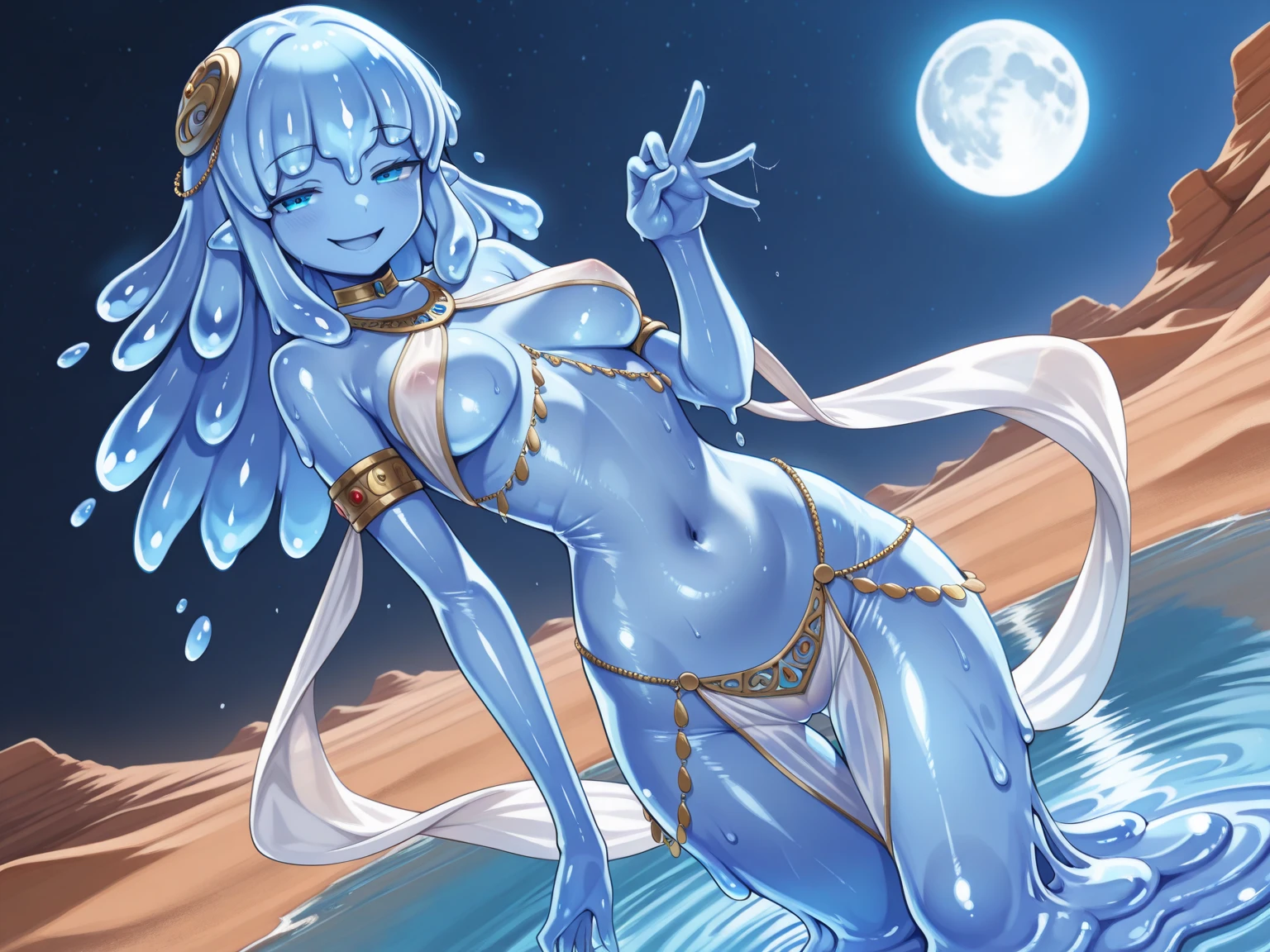 Elza from frozen 2 naked masturbating on the seashore at night licking her feet