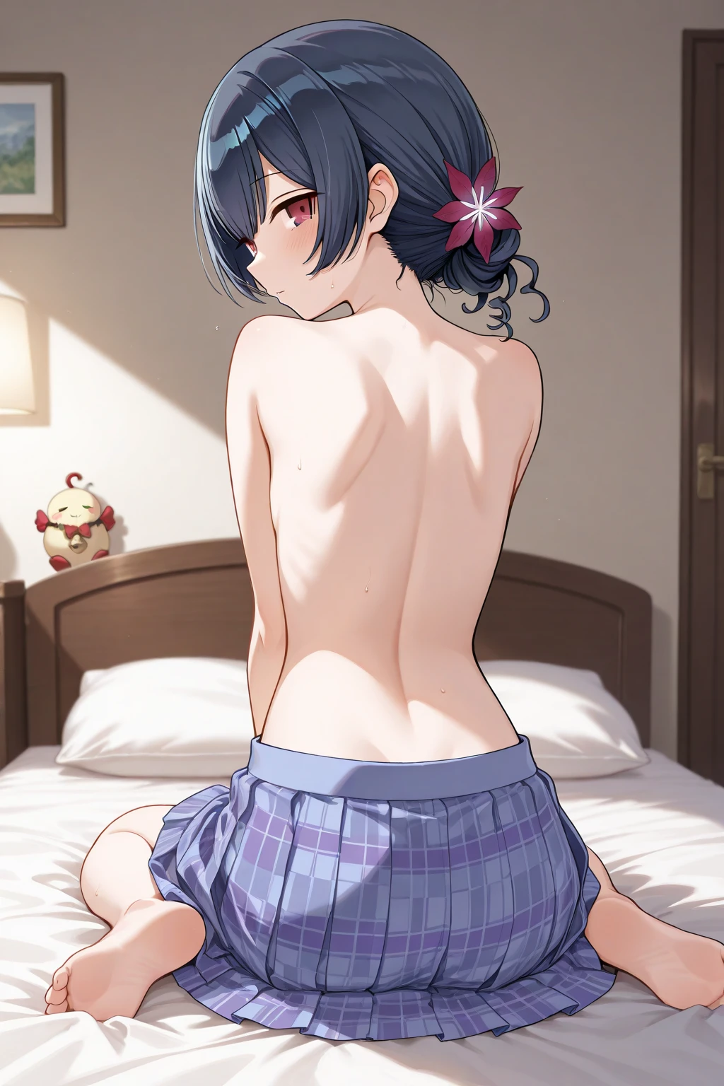 (nude:1.4、Naked:1.4)、(short-length hair、(silver to bright red ombre hair:1.2)、black choker:1.4)、(a shemale fuck a girl:1.4)、(doggystyle:1.4)、(sex from behind:1.2)