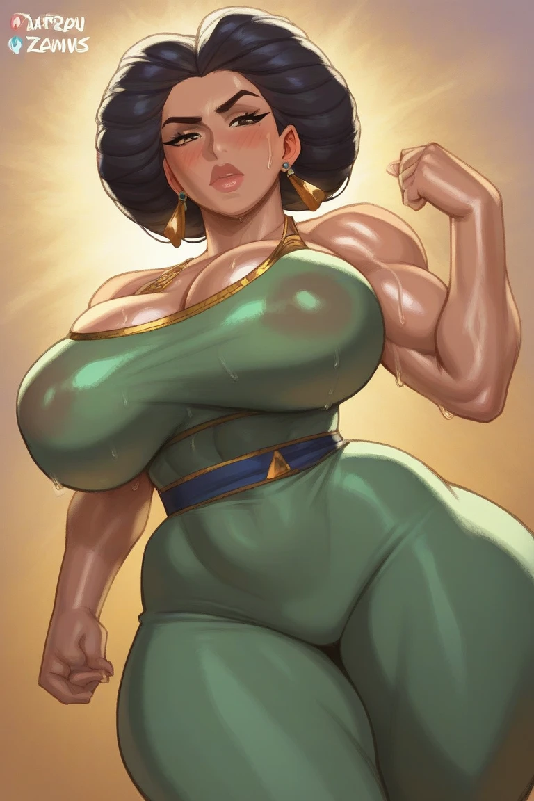 ((((Pregnant Queen of Sheba, La Reine de Saba)))), Ancient Jewish Palace background, (waistcoat, loincloth), ((((20 years old female bodybuilder, nude)))), cute girl, smile, laughing, ((short hair)), full nude, completely naked, (((very muscular body))), upper-body portrait, upper-body image, real girl, abnormally developed muscles, Masterpiece, best quality, high resolution