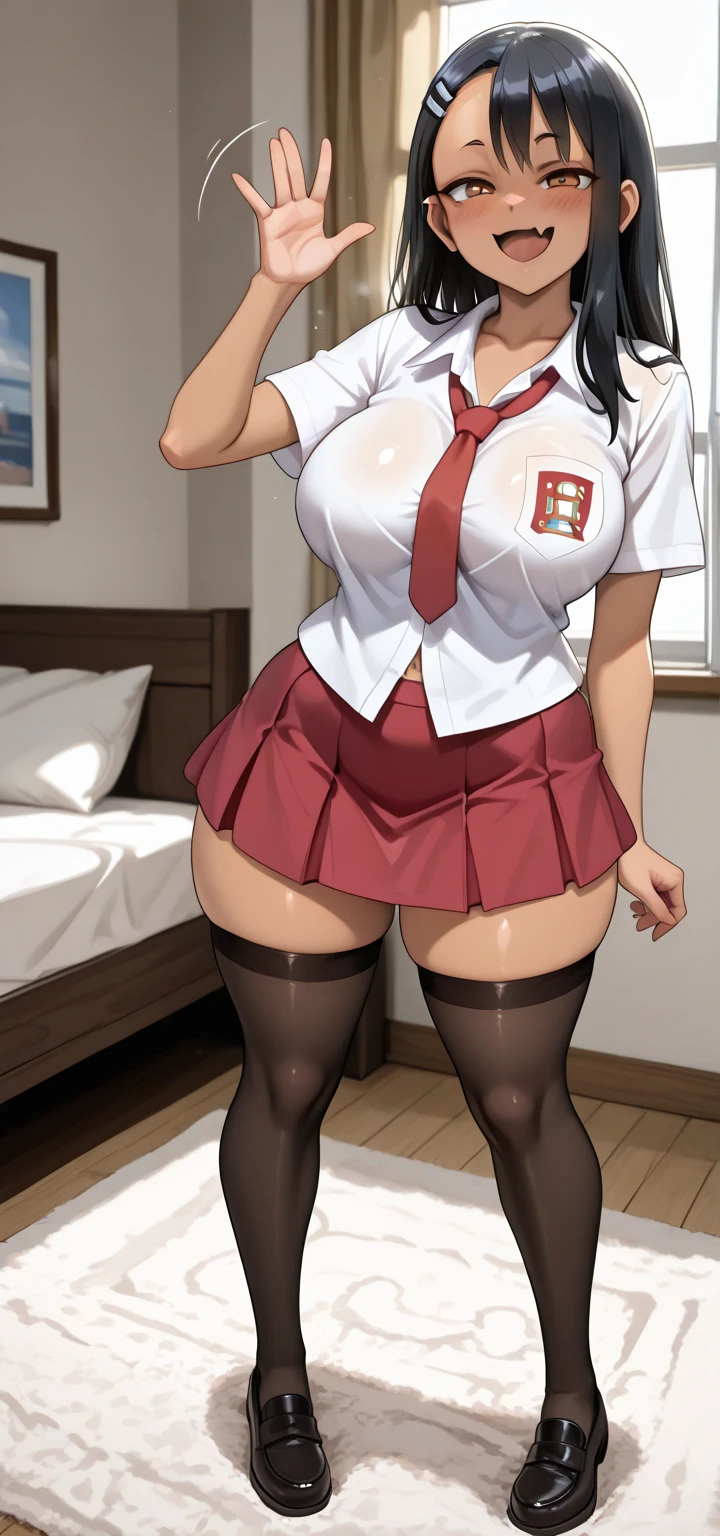 Anime school girl, (((curvy hips))), getting undress, point of view under her, (((nsfw)))