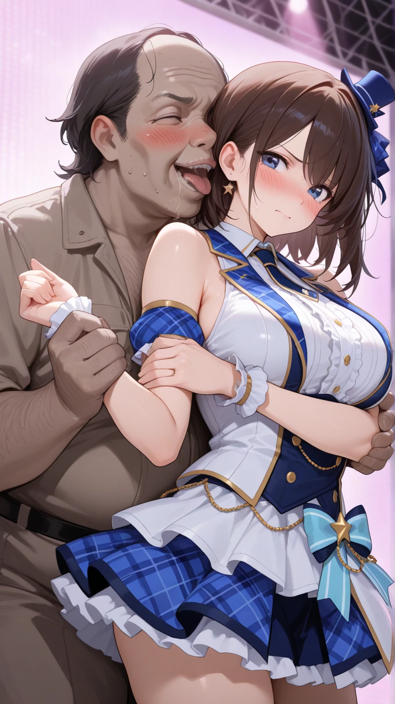 (((NSFW))), ((Blowjob)), ((Girl sucking old man's cock)), ((All limbs)), (From the girl's legs to her head), ((Photographed from below)), ((((A middle-aged man is fondling a woman's breasts)))), man holding woman's breast, (she sits on the man with her legs apart)、(((woman is restrained)))、((tied arms, turn your arms behind your back, rope)), (leaning forward)、slender body shape、Watery eye、Are crying、high school girl、thin、young skin、small of the waist、日本のhigh school girl、8k、dramatic lighting、Very delicate image quality、slim thighs、small breasts、((fully exposed chest))、(Sailor suit with torn chest、loose socks、black loafers)、black hair, thin pubic bone、A man grabs a woman's head、((she sucks the guy's cock'penis of))、(Navy mini pleated skirt)、14 years old、(shy、angry、blush、glaring at、I hate it)、thin legs、hold cock in hand、(Blowjob)、she sucks the guy'erect cock、dripping semen、(((pour semen into a woman':1.3)))、squirting semen into a woman、((The woman'の体 is covered in semen:1.5))、(whole body)、black skin、((((A middle-aged man is fondling a woman's breasts)))), (blur background:2), (indoor background:2), amavelmessage ribbon,1 girl,highest quality, masterpiece, ultra high resolution, RAW photo,masterpiece, highest quality, (realistic:1.4), very detailed, super detailed, black hair, (highest quality、In 8K、32k、masterpiece、nfsw、超A high resolution、Impressionism、Photoreal:1.2)、detailed face and eyes、 inside the classroom、School、sunset、beautiful face、blurred background、14 years oldの美少女、shiny skin、half up hair、beautiful brown hair、dull bangs、brown eyes