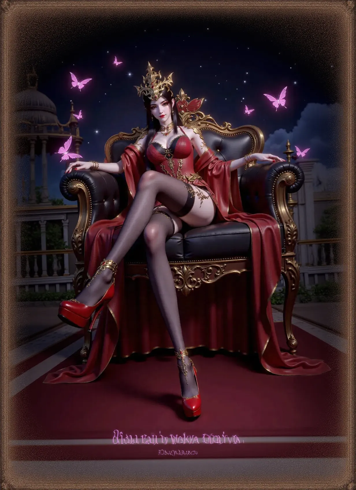 <lora:OnOffConceptV2-000007:.9> onoffconcept queen, black hair