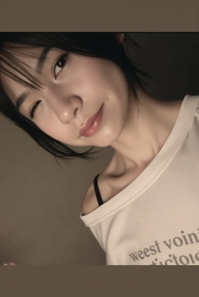 (Best quality, 8k, 32k, Masterpiece, UHD:1.2),Photo of Pretty Japanese woman, 1gril,black short hair, big breasts,(detailed white loose t-shirt:1.2),denim pants,necklace,(detailed blue lace bra:1.1),(leaning forward:1.8),looking at viewer,pov,looking down,across table,(hands on table:1.1),smile,in