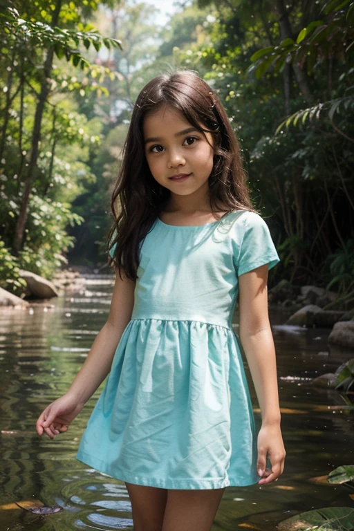 litle girl, a 5 y.o , wearing light green long dress luxury, standing in park, happy smile, rich detail, with light sun behind, bokeh, masterpiece, best quality, 8k uhd, dslr, film grain, d700, photorealistic by midjourney