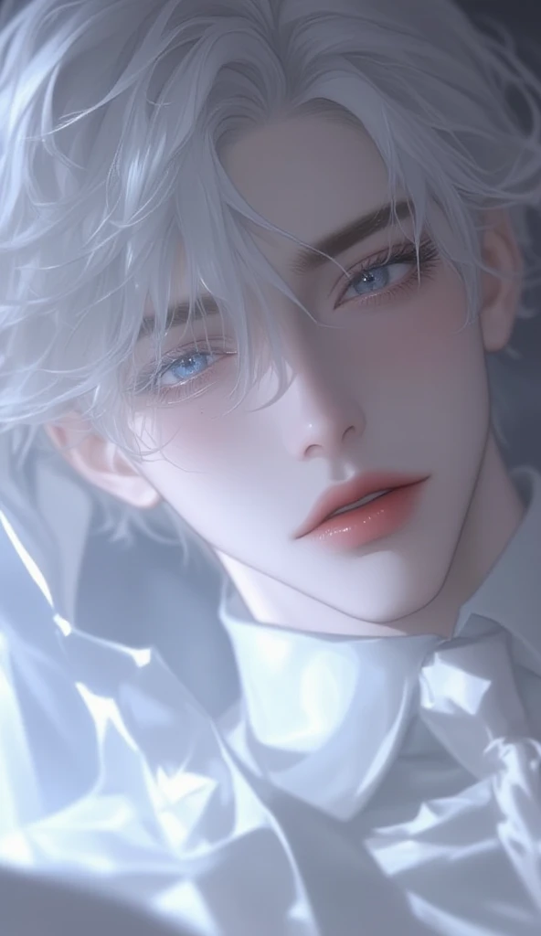 ((4K works))、masterpiece、(top-quality)、One beautiful boy、Slim body、tall、((Black Y-shirt and white pants、Charming British knight style))、Please wear one jacket、(Detailed beautiful eyes)、Fantastic Night City、((City under the stars))、Fantastic city at midnight、((Face similar to Carly Rae Jepsen))、((Short-haired white hair))、((Smaller face))、((Neutral face))、((Bright blue eyes))、((American adult male))、((Adult male 26 years old))、((Cool Men))、((Like a celebrity))、((Crying expression))、((sad look))、((Korean Makeup))、((elongated and sharp eyes))、((Happy dating))、((boyish))、((Upper body photography))、Professional Photos、((Shot alone))、((She is looking up at the sky under the roof))、((Shot from the side))、((Crying profile))、((Face crying in pain))、((He is looking upwards))、((His eyes are looking down))、((He stands next to the viewer))、((He who cries))、I'm crying on a stick.、Man crying while standing、Solitude、saddened、desolate、suffocating、heartbreaking、auw