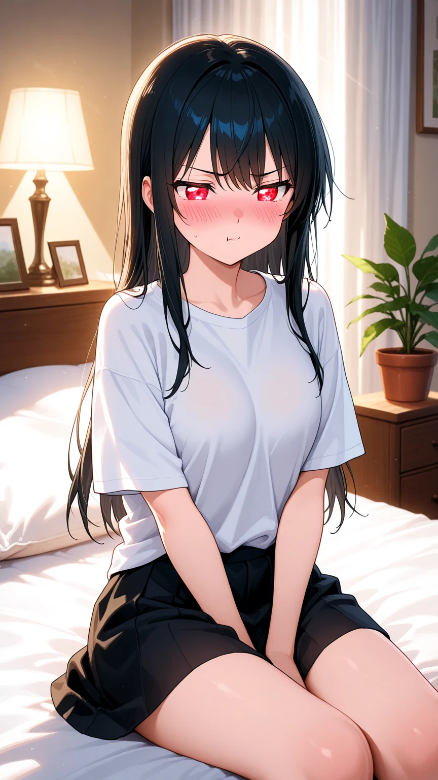nsfw,suzune horikita, (Red eyes:1.3),Grassland,cowboy shot,(sleep),((overhead shot)),Medium chest,Both hands above head,Hair Ribbon,Upper body naked,White panties,((sweaty,Pussy line,wet))