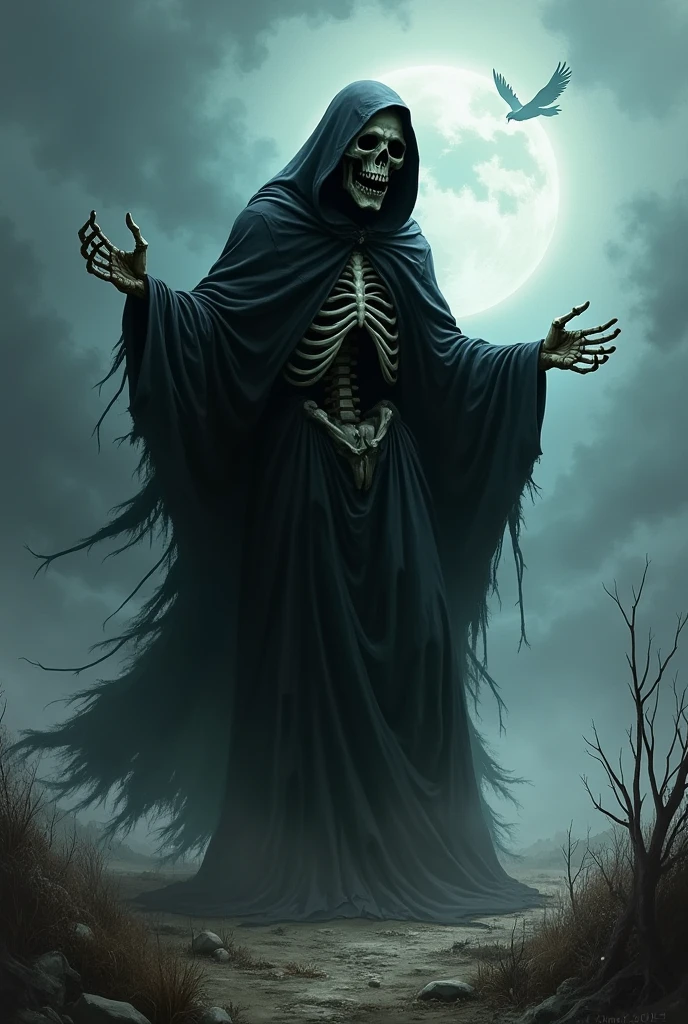 Dark gothic vintage style artistic painting of Halloween ghost