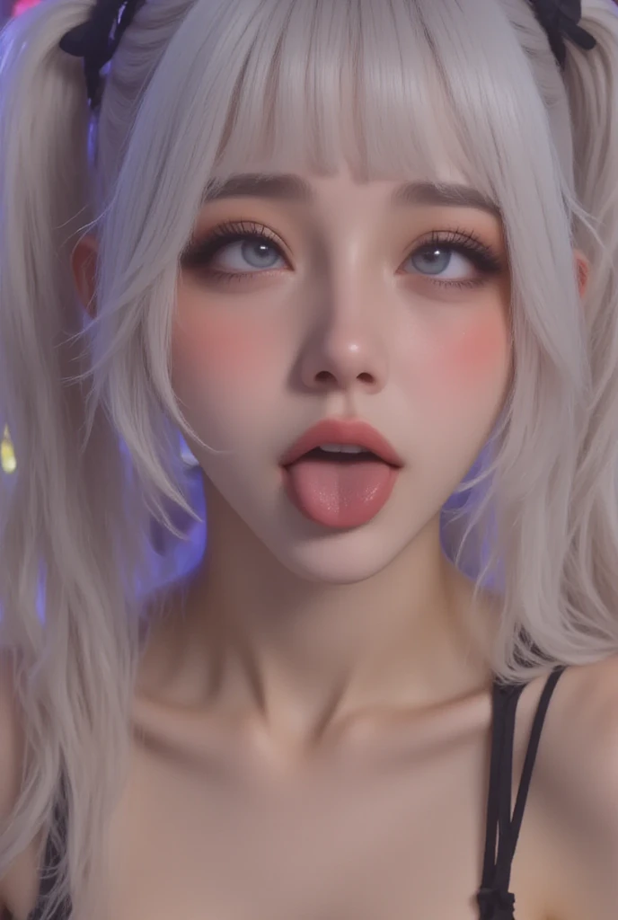 ((Best Quality)), ((Masterpiece)), in school classroom, in a naked quadruped position, ass, fur, silver Hair, heart-shaped pupils, crying, heart in eye, long tongue, oral invitation, best quality, high quality, highres, textured skin
