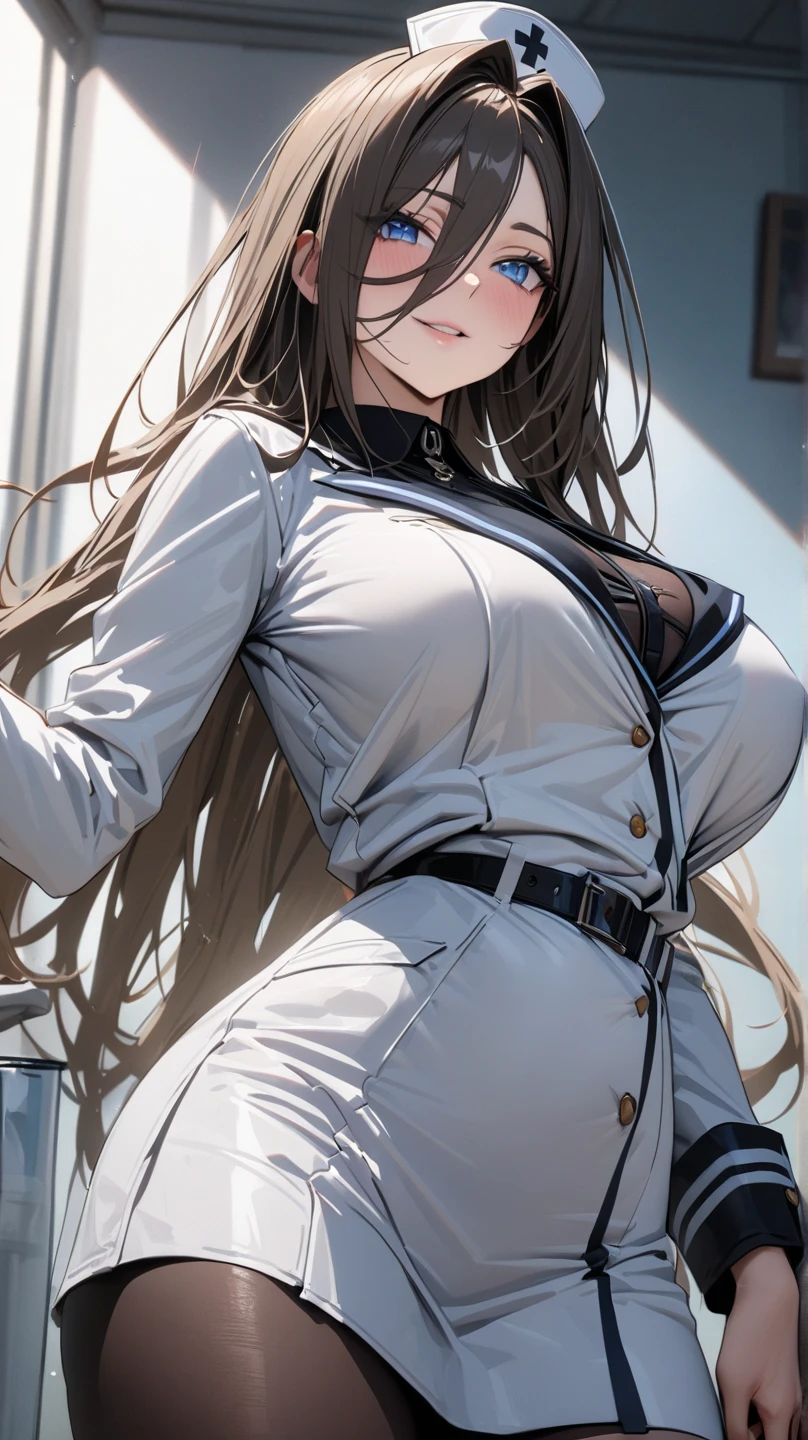 #基本 
A girl is posing for a photo, ((One Girl)), (((Baby Face:1.2)) + ((cute:1.3))), 
#A girl is posing for a photo, ((One Girl)), (((Baby Face)) + ((cute)) + 16 years old), 
break 

#Clothing Accessories 
((White leather nurse uniform:1.5) : (Shiny) + ((Pencil Mini Skirt)) + (High neck) + (Gold Belt) + ((Tight fit)) + (Black Pantyhose)), (Shiny白ハイヒール), 
(Gold hoop earrings), 
break 

#Features 
((Matte pink hair)), Curly hair, (Chest-length sideburns:1.4), (Long Hair : Long Hair + Messy Hair + Permed hair + Wavy Hair),  
((Droopy eyes), blue eyes, (Big eyes:1.2)), (Big Breasts), 
break 

#background environment 
(noon, (sunlight shines, Modern hospital, lobby)), 
#Facial Expression Pose 
((Laughing happily)), ((model posing), Confident and powerful pose), 
#composition 
(To the camera, (Focus from the front), (Cowboy Shot)),  
break 

#Body parts elements 
(Slim figure), 
(Detailed Hair, Beautiful Hair, Shiny Hair), 
(double eyelid, Long eyelashes), 
(Expression of fine eyes, Beautiful and delicate eyes, Sparkling eyes, Eye Reflexes, Glitter Eyeliner), 
(Human Ear), 
(Beautiful Nose, Thin Nose), 
(Shiny唇, Beautiful Lips, Thick lips, Shiny唇, Natural Cheeks), 
(Detailed face, Symmetrical facial features), 
(Detailed skin, Textured skin, Beautiful Skin, Glowing Skin), 
break 

#Quality Image Quality Common 
(((Highest quality)), ((masterpiece)), ((Very detailed))), ((Ultra-high resolution)), ((16K, 1080P)), ((FHD)), 
(Anatomically correct), (Realistic), (3DCG), (oil), 

#Quality image illustration 
((comics, anime)), CG illustration, 
