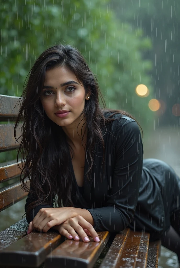 beautiful pakistani girl in rain buldings behind without umbrella cover page 