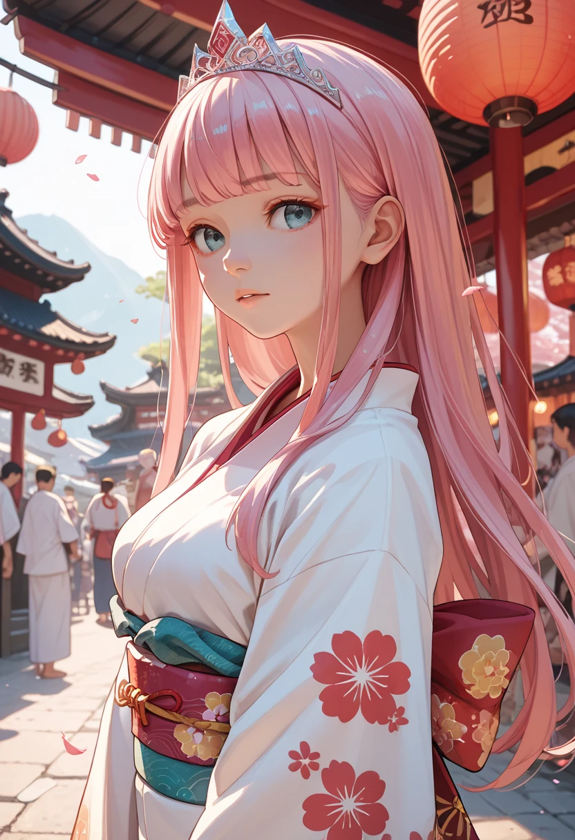 (Masterpiece, Excellent, 1girl, solo, complex details, color difference), realism, ((medium breath)), off-the-shoulders, big breasts, sexy, Yae Miko, long pink hair, red headdress, red highlight, hair above one eye, green eyes, earrings, sharp eyes, perfectly symmetrical figure, choker, neon shirt, open jacket, turtleneck sweater, against the wall, brick wall, graffiti, dim lighting, alley, looking at the audience, ((mean, seductive, charming)), ((cherry blossom background ))),((Japanese temple background)))), (((Glow-in-the-dark background))) --auto