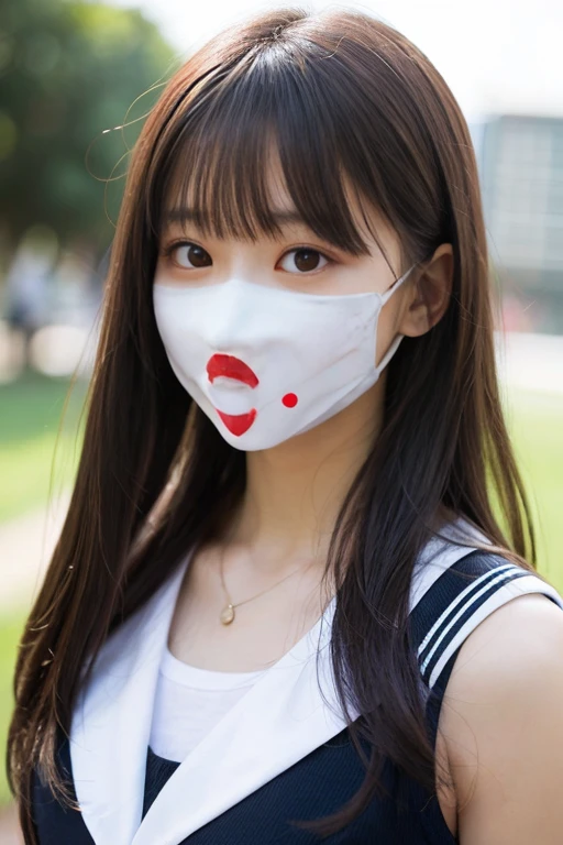 ((top-quality、8k、masterpiece:1.3))、sixteen years old、student clothes、Uniforms、Ultra hort-hair、Crisp focus:1.2、Beautiful Women in Perfect Style:1.4、Slender abs:1.2、((Dark brown hair、huge tit:1.2))、(White button-up long shirt:1.1)、Street:1.2、Highly detailed facial and skin texture、A detailed eye、double eyelid、full bodyesbian、pleatedskirt,ballgagged
