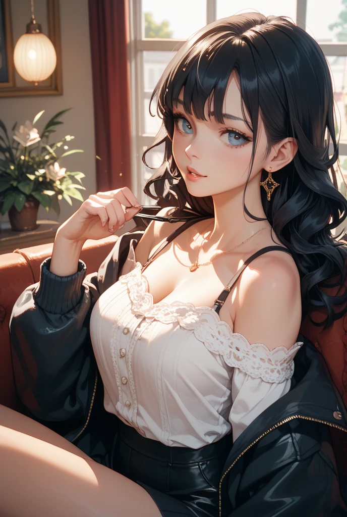 (masterpiece),(best quality), girl, looking at viewer,
indoors, black theme, dark eyes,