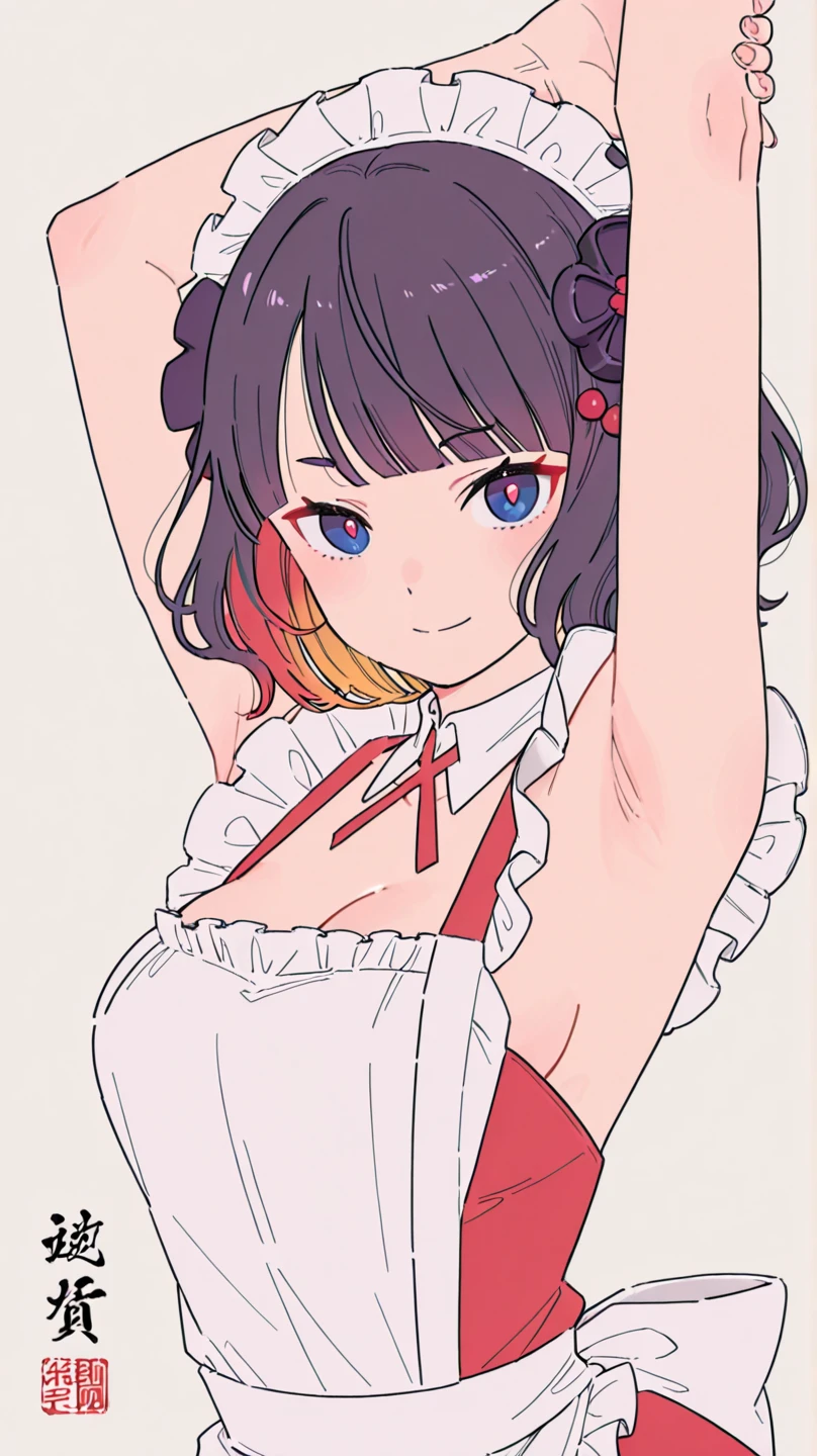 Highest quality、Short black hair、Twin tails、Iris、Grinning、Pink hair fastening、Nipples、naked、全naked、belly button、No underwear、I'm not wearing pants、night、living