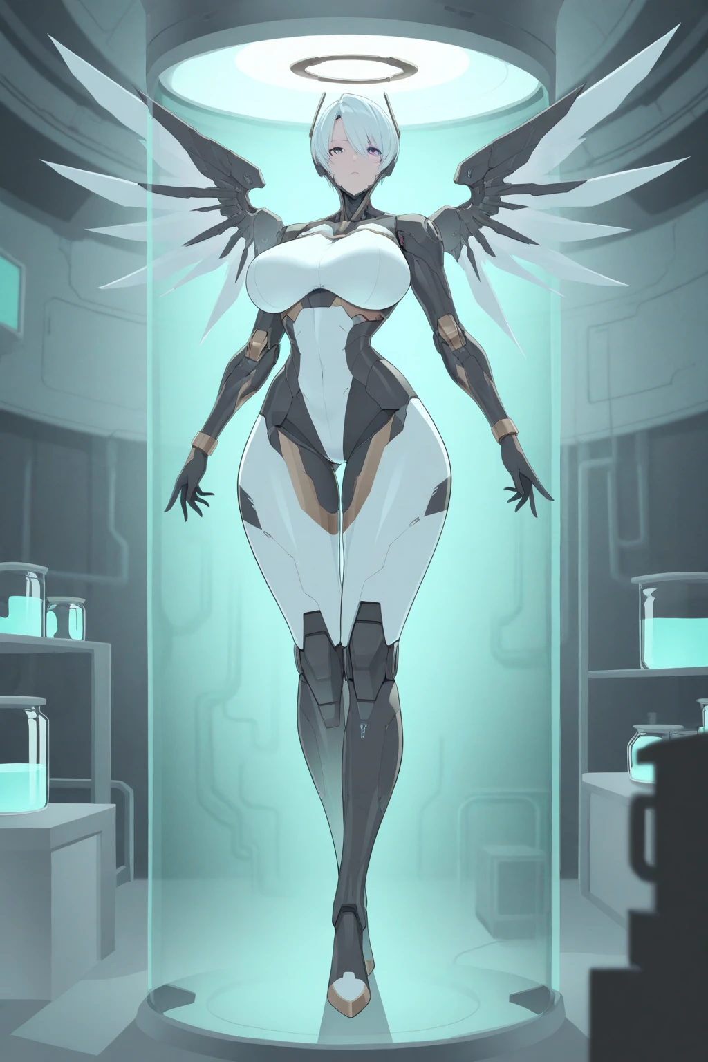 8K分辨率，Refined features，s the perfect face，Glowing skin，high detal，White latex_tightsuit，Milky mucus body，Wrap the whole body，Transparent liquid texture，Raised sexy，plumw，Huge breasts、White eyes、White color hair、short detailed hair、Upright_straddle，Suspended water、the sideview、full bodyesbian、（（（If you look at the girl from her feet，ssee-through，Lower view）））、（（（Towering body、From below）））、inside creature