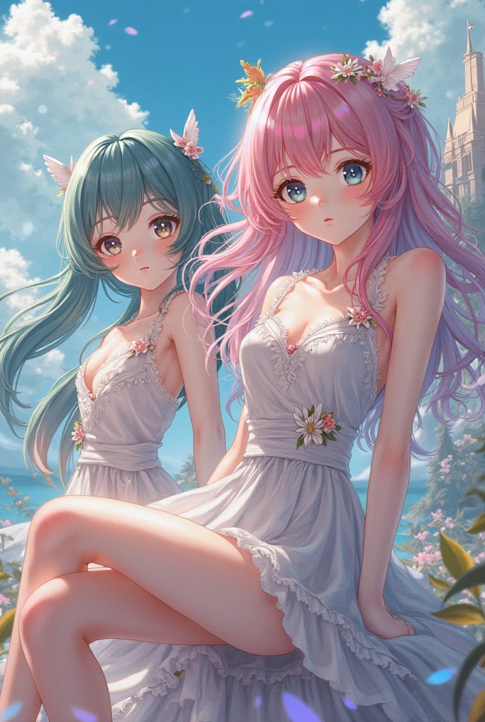 nsfw:1.1, high resolution:1.7, incredibly absurdres, kawaii:1, cute:1.5, hires.fix, anime visual:1, incredibly fine illustration,8k,masterpiece:1.2,best quality, high quality, exquisite, beautiful, insanely detailed, intricate detailed, extremely detailed, Super Definition, ultra high res, Super Resolution, best aesthetic, ultra detailed:1.5, best quality, perfect face, detailed face, masterpiece:1.2, illustration:1.2, 8k cg wallpaper, stunning art,absurdres,octane render,ultra hires,Japanese Actress,(Idol),18yo,Beautiful,(Cute and lovely),cute girl,((anime elf with extremely cute and beautiful pink hair)),((((pink hair:1.35,colored inner hair,ear breathing)))),(((green_eyes:1.3))),intricate eyes,beautiful detailed eyes,symmetrical eyes,big eyes:1.5,enchanting bright eyes studded with gold and silver dust,(((pinky skin,glowing_skin,lustrous skin:1.5,bright skin: 1.5,skin tanned,shiny skin,very shiny skin,shiny body,plastic glitter skin,exaggerated shiny skin,illuminated skin))),upward breasts,waist slender,(detailed body,(detailed face)),cute,daring,zettai ryouiki,show skin,best relationship with four fingers and one thumb,Very Fine Face and Eyes,Very Fine Hair,(Perfect Anatomy),((girl trembling with sexual climax)),Garter Belt,Bare shoulders,((Check out our thru-rack chokers and midi rings with chains,perfect anatomy,(beautiful skin:1.1), perfect face,a girl,late teens,like a idol,wistful,(blush:1.1),school uniform,tartan skirt, bowtie, high-thighs, shirt lift,show breasts,sit down on the white sheet of bed, m legs, spread legs widely, open legs, show pussy, front view, perfect anatomy,