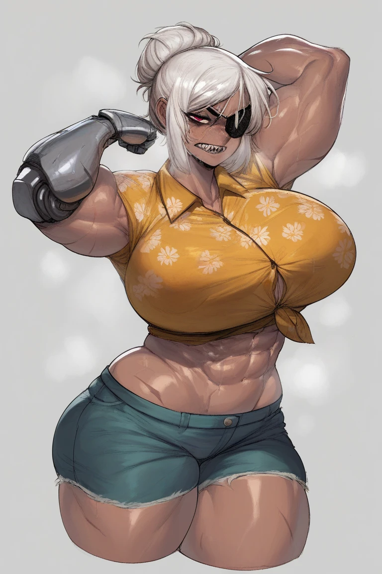 Dragon Ball, Android 18, 1girl, ((bimbo))), short blond hair, blue eyes, puffy lips, painted lips, smile face, thick lips, wide hips, thick thighs, enormous round fake breast, huge round Bella bellz ass, shiny skin, black bikini, posing