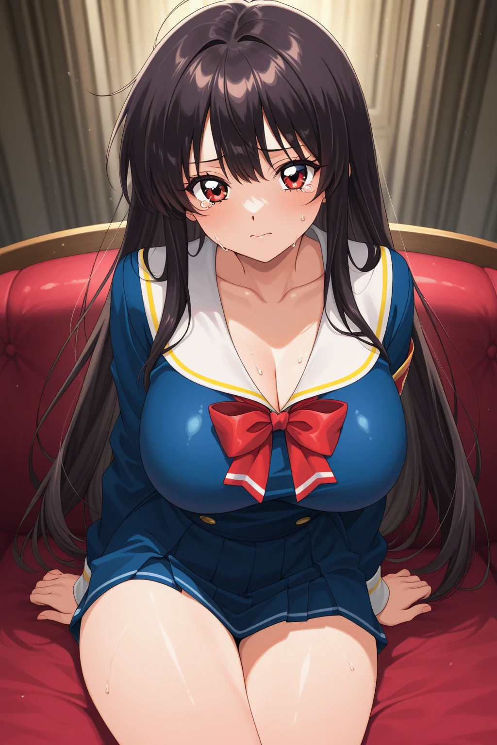 score_9, score_8_up, score_7_up, score_6_up, score_5_up, score_4_up,
source_anime,
masterpiece,best quality,highres,absurdres,
official art,official style,anime screencap,anime coloring,megami magazine,anime,animated,
shiny skin,

RYUUZOUJI AKANE, SCHOOL_UNIFORM,  BEST QUALITY, MASTERPIECE, UNCENSORED,(CLEAR EYES:1.2),(4 FINGER:0.5),ZPDXLPG,
classROOM,
torn pantyhose,
medium breasts,open clothes,nipples,large areolae,
flat ass,
mature female,

rating_explicit,1GIRL,1maN,uncensored,
VULGARITY,
(BLUSH:0.8),happy smile,orgasm,open mouth,tongue out,
(narrowed eyes:1.3),rolling eyes,
low-angle view,DUTCH ANGLE,
LOOKING AT VIEWER,pussy focus,netorare,
SPREAD LEGS,
presenting,
Pussy juice,Pussy juice puddle,Pussy juice trail,
anus,spread pussy,
SHINY SKIN,
veiny penis,large penis,erection,testicles,precum,
viewfinder,pov,
arm up,finger_to_mouth,
