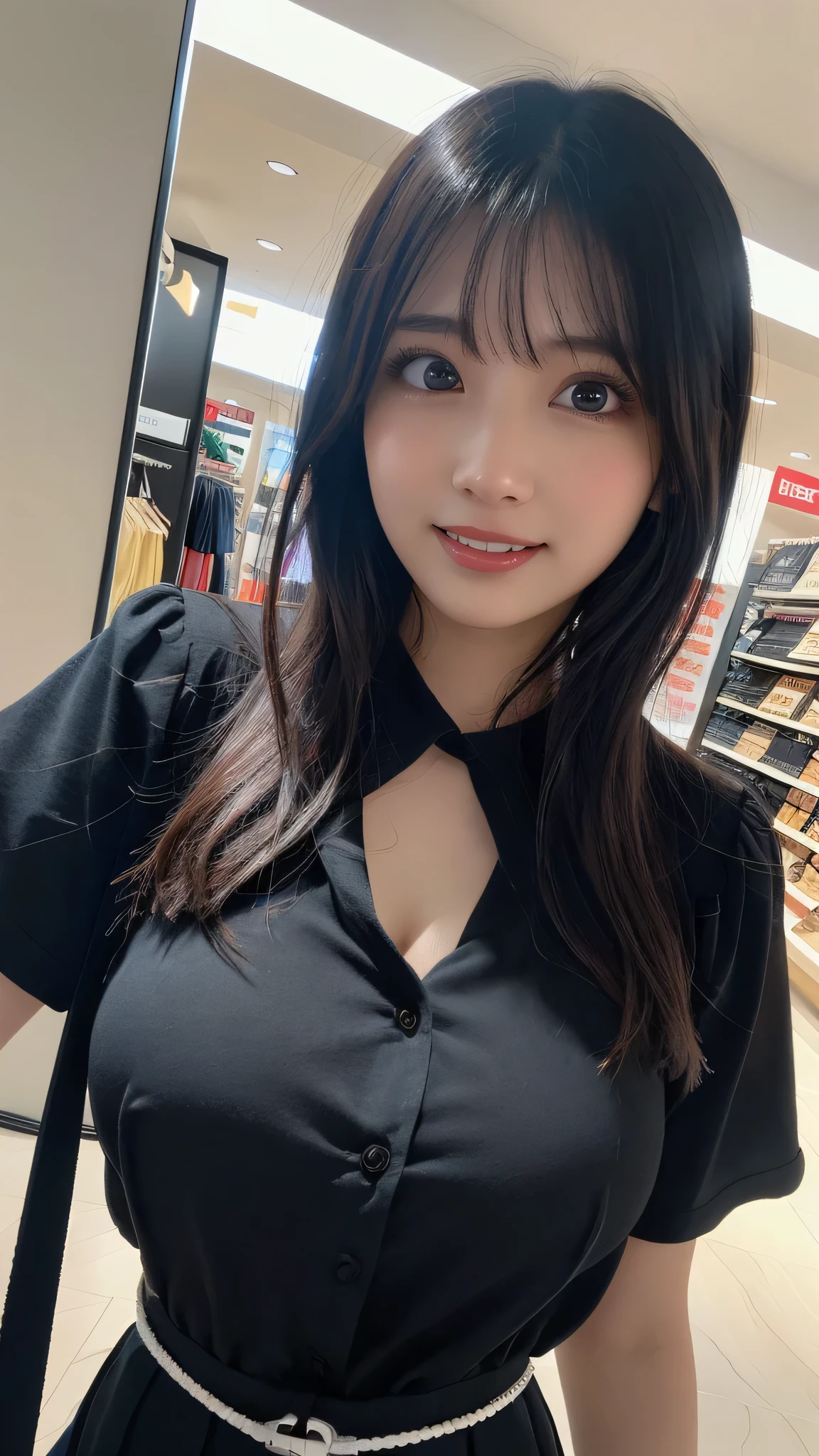 huge tit、g-cup、22year old、japanes、Wearing a long-sleeved dress、Standing in front of me on a crowded train、I'm looking from above、Hands on chest