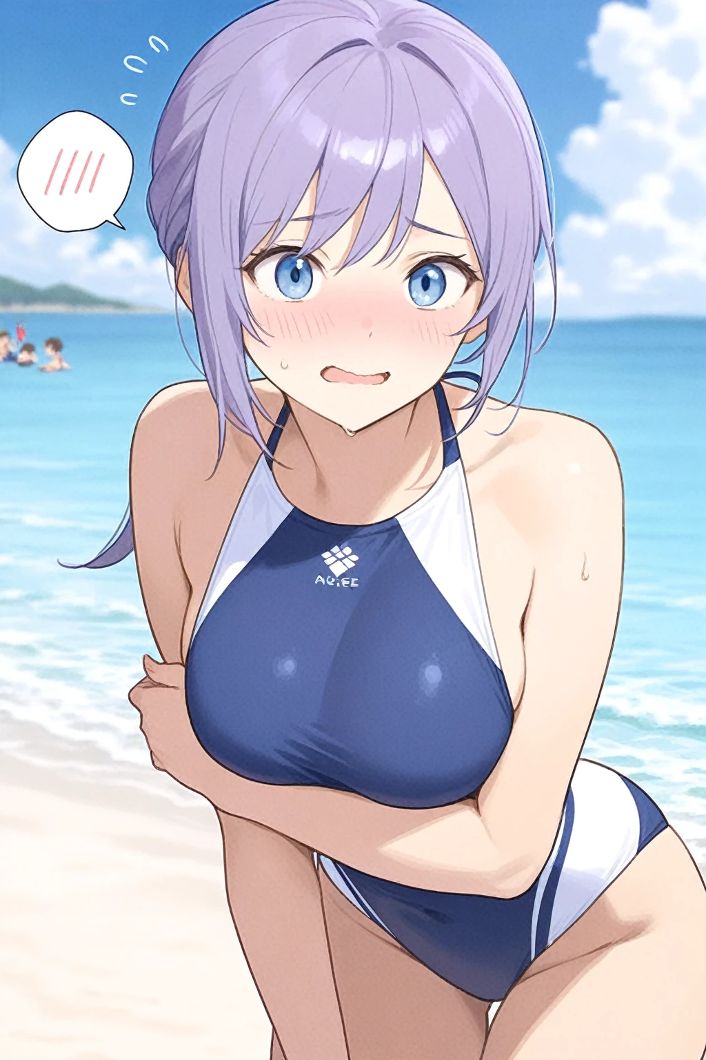 Big Breasts、Ice cream with a tie stuck in its chest、Nipples、Girl 1、Swimwear、((Big penis))、Put your penis between your legs