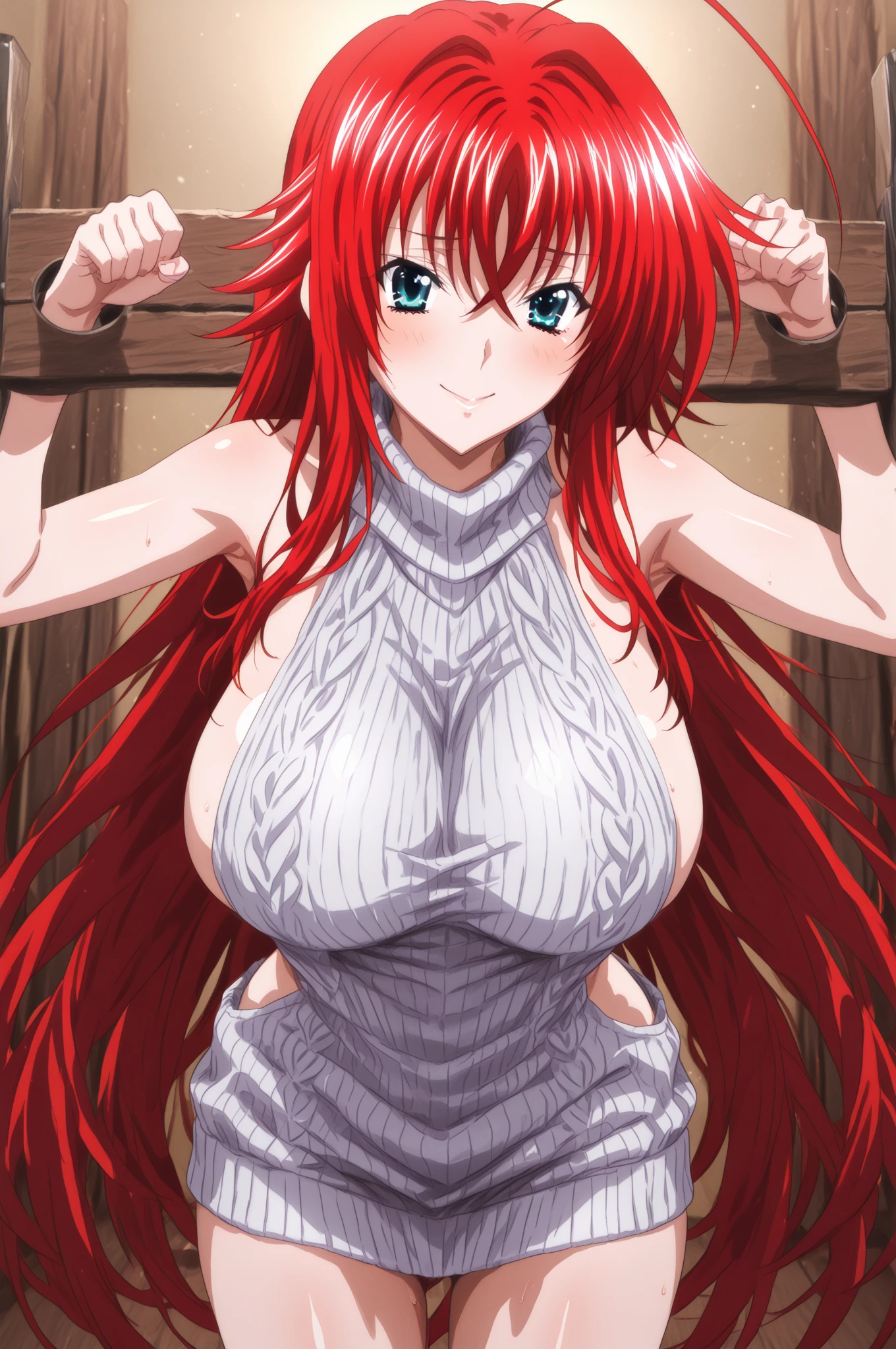 (Anime cel style, masterpiece, Highest quality, High resolution, Anime Color, Megami Magazine:1.2, Anime poster style, Anime key visual, sharp, 8K, Realistic), (Beautiful Eyes:1.5), Akira Honjoji_VIPER Series, One girl, Red Hair, Long Hair, Wide-legged squatting pose、Low - Angle、たるんだHuge breasts, 美しい全naked, (Perfectly detailed ???????, Perfect Arms, Perfect Fingers, Beautiful Face, Perfect body, Shiny skin), Bright chapel, naked、Huge breasts、Pink nipples、Open labia、pussyhall、Facing forward　Sticking out tongue、A pleasant expression、Drooling、Flushed face、Ahegao、