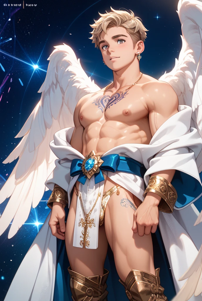 masterpiece, highest quality, (Focus alone), (Perfect Face:1.1), (Attention to detail:1.1),dramatic, ( 3 alluring albino naked angel guy with long flowing pure white hair and piercing 黒い目 standing close toghether , cuddle, almost kiss, sexy angle cloth ),I can see your abs,Handsome,,Short Hair, night shinning moon background, realistic penis, long big dick expose, perfect pretty penis, cumshot alot semen(white liquid all over), cum on face, cum eatting,