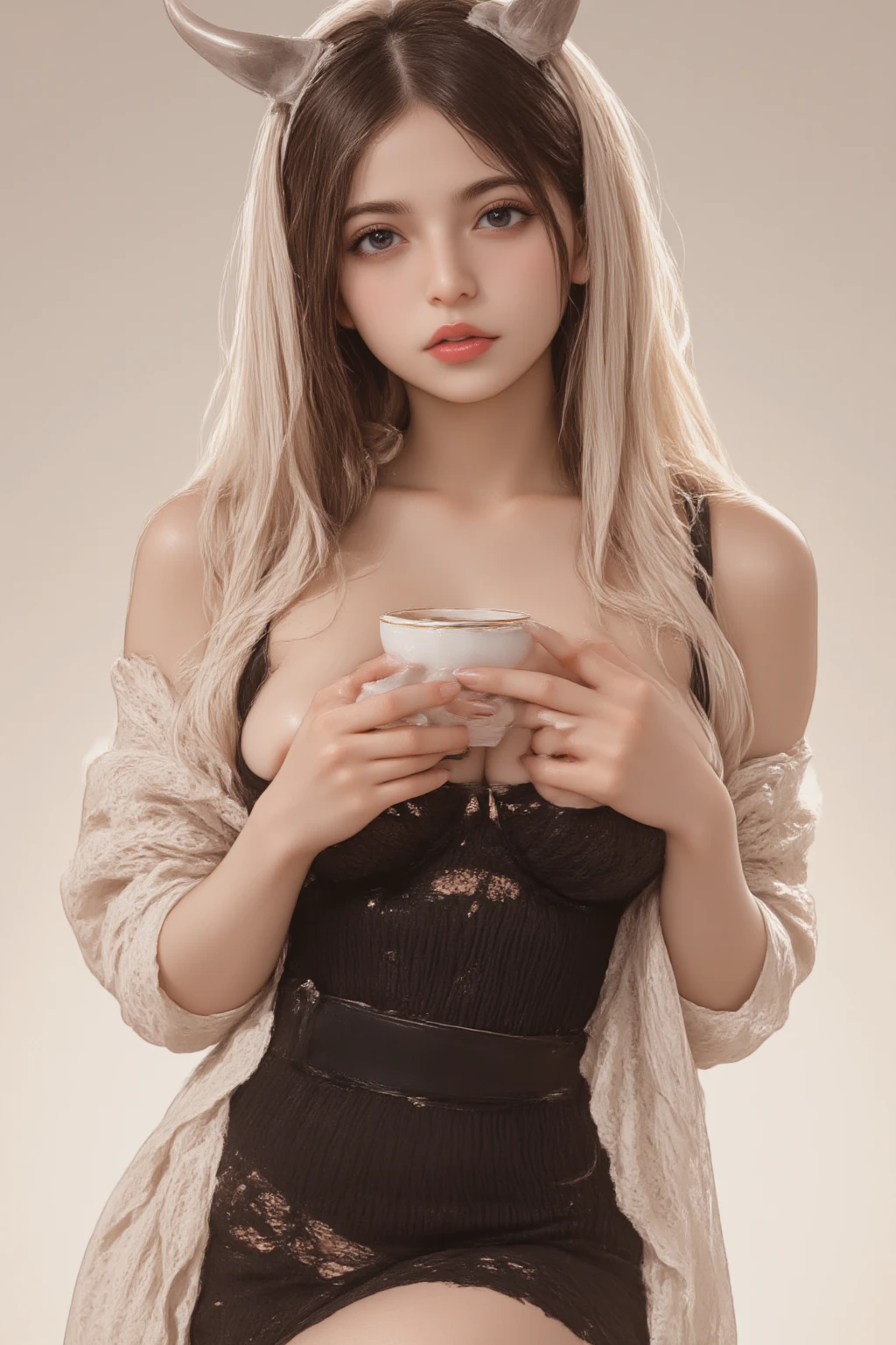 Best quality, masterpiece, ultra high res, (photorealistic:1.4), raw photo, 1girl, waist up, in coffeeshop, deep shadow, dark theme, long neck, long platinum blonde hair<lora:FilmProvia2:1.0>