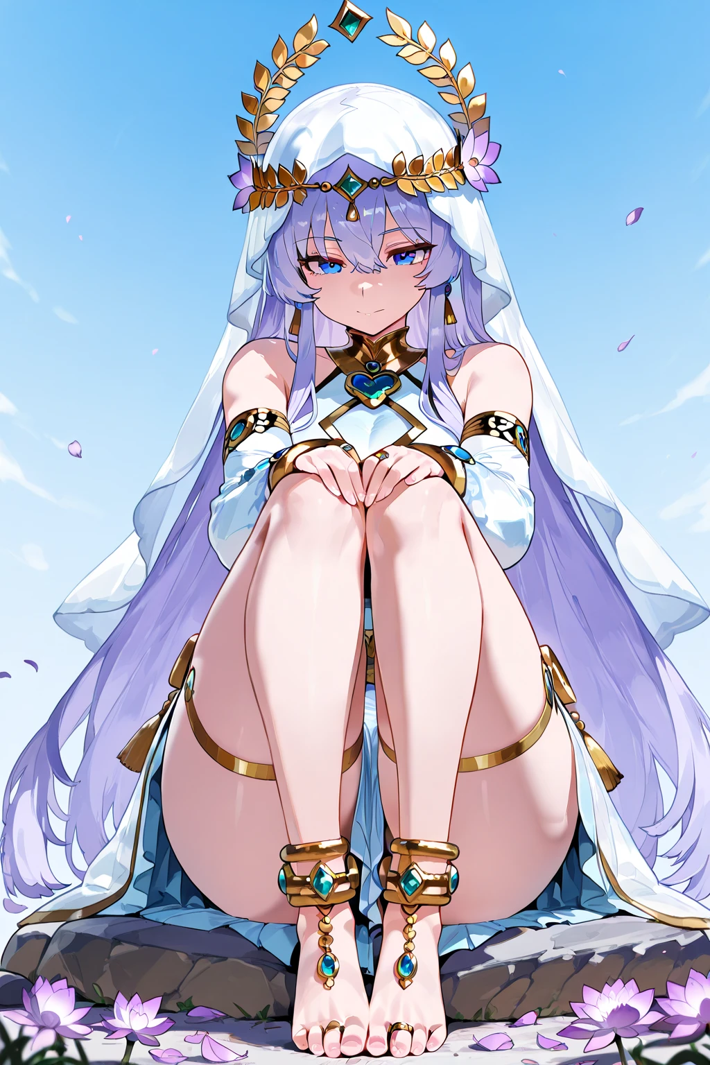 masterpiece, best quality, desert background, night, full body, sitting on sand, windy, surprised, tiara <lora:EgyptianClothes:1> egyptian clothes, kannakamui, elbow gloves, thighhighs, dragon horns, (hair beads:0.5), low twintails, <lora:Kanna05:1>