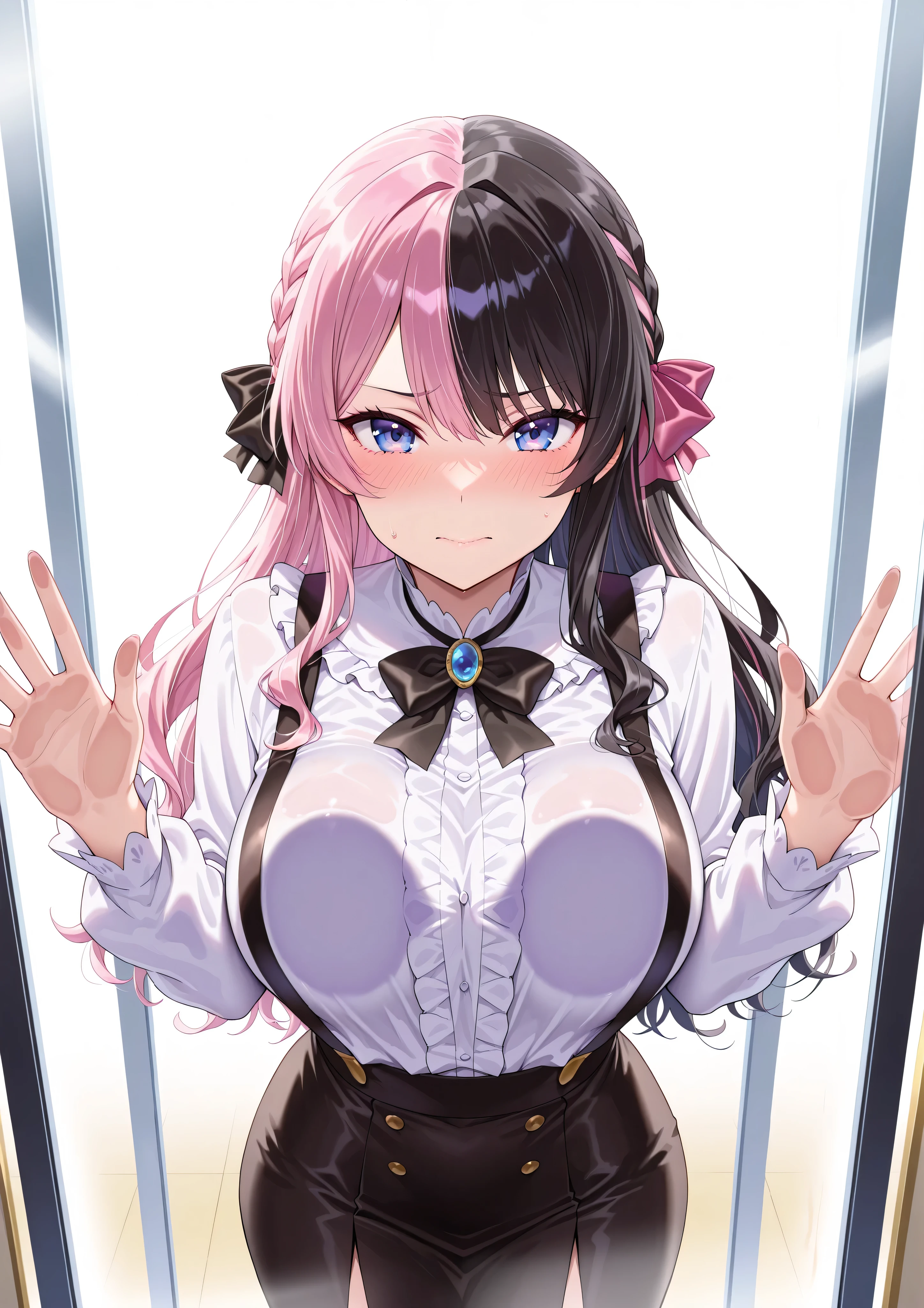G-Cup masterpiece highest quality High resolution Big Breasts sexy Sexual Nipples sexy Adult female pink black white Glaring eyes SEX Sexual activity Bunny costume Riding